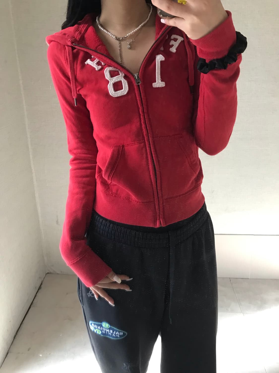 아베크롬비 레드 딱붙핏 후드집업 상품이미지2