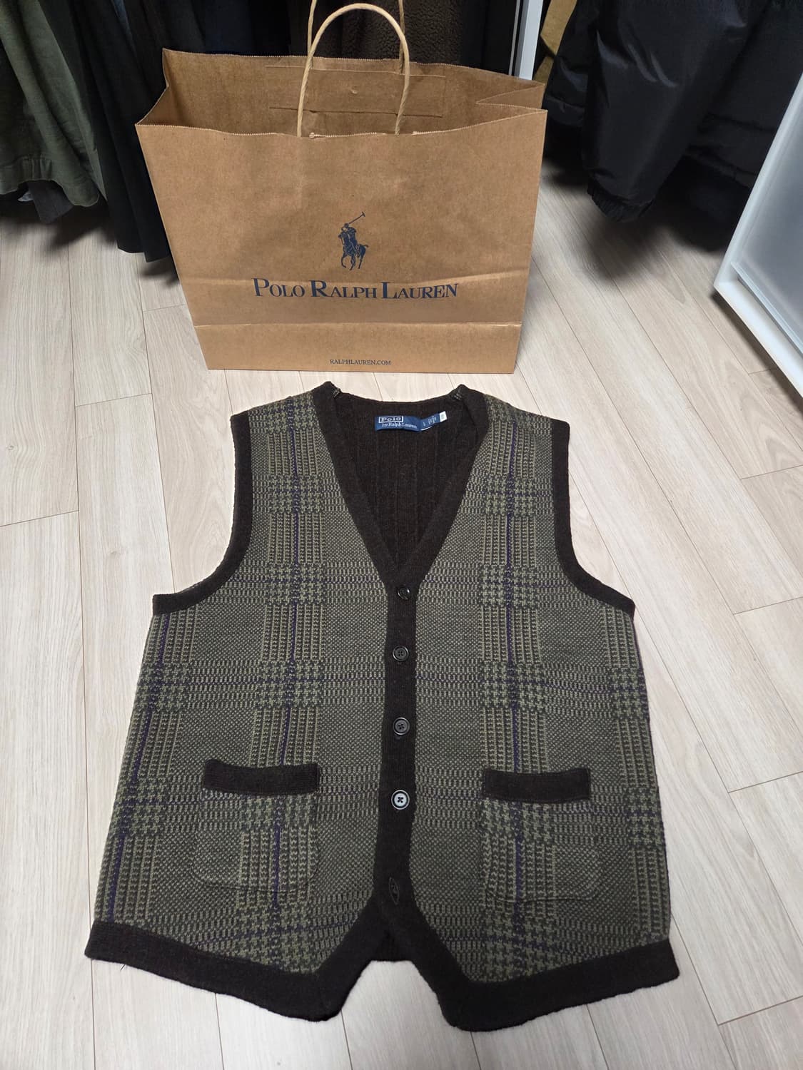 폴로 랄프로렌 윈도우페인울 니트 조끼 L 상품이미지1