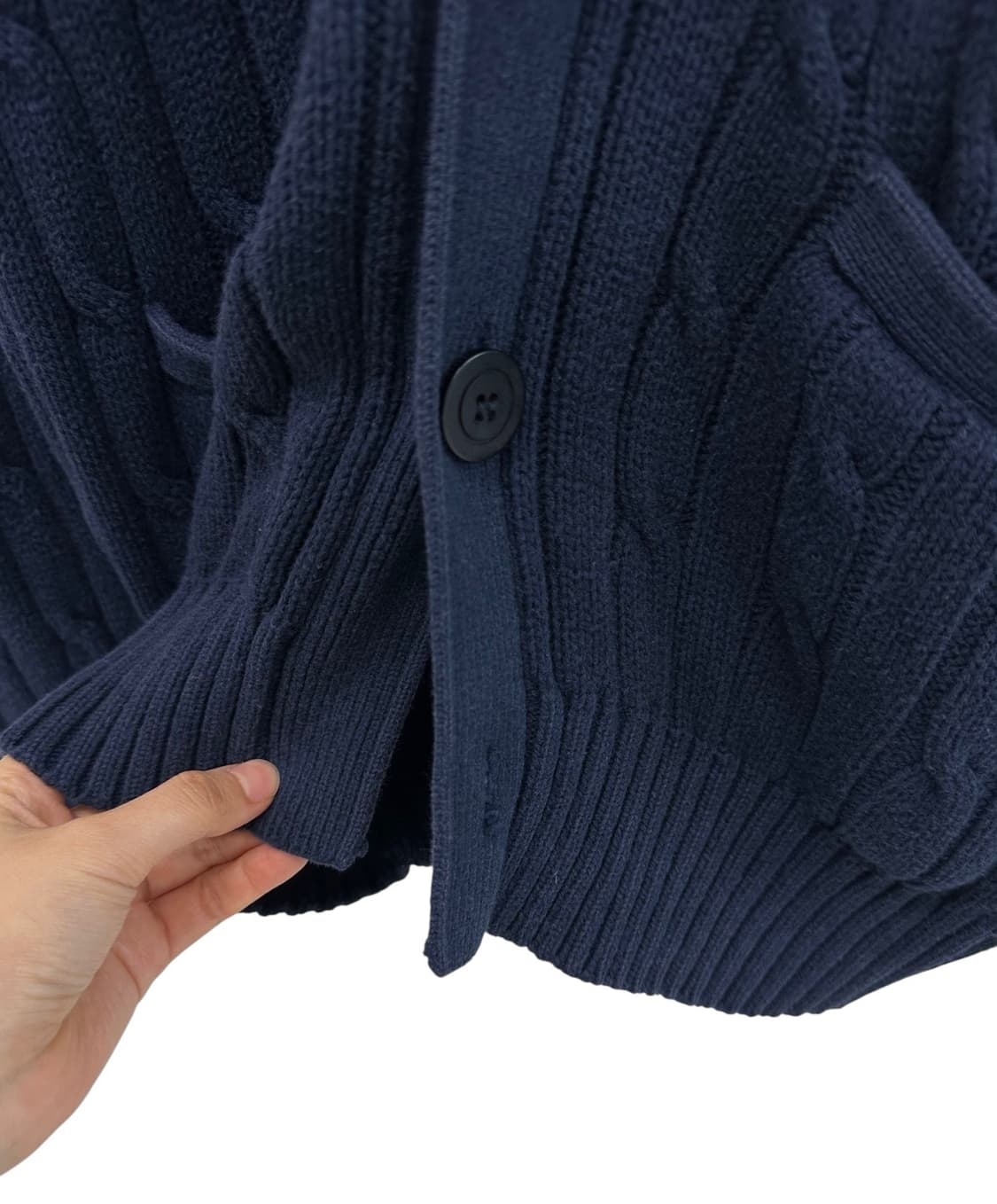 90년대 폴로 꽈배기 니트 가디건 네이비 (2XL) 상품이미지7