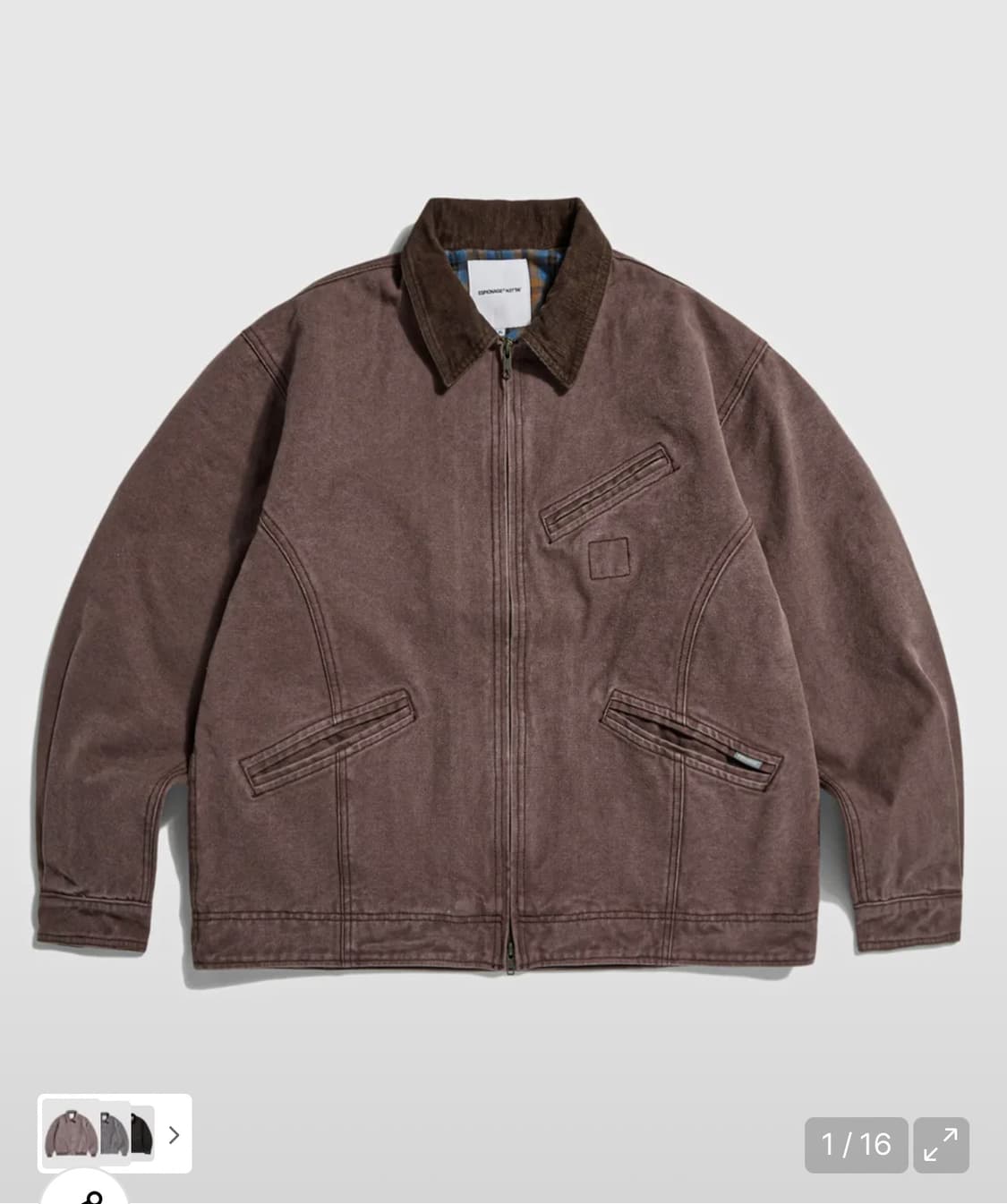 에스피나오지 워시드 캔버스 블루종 자켓 버건디 XL 상품이미지1