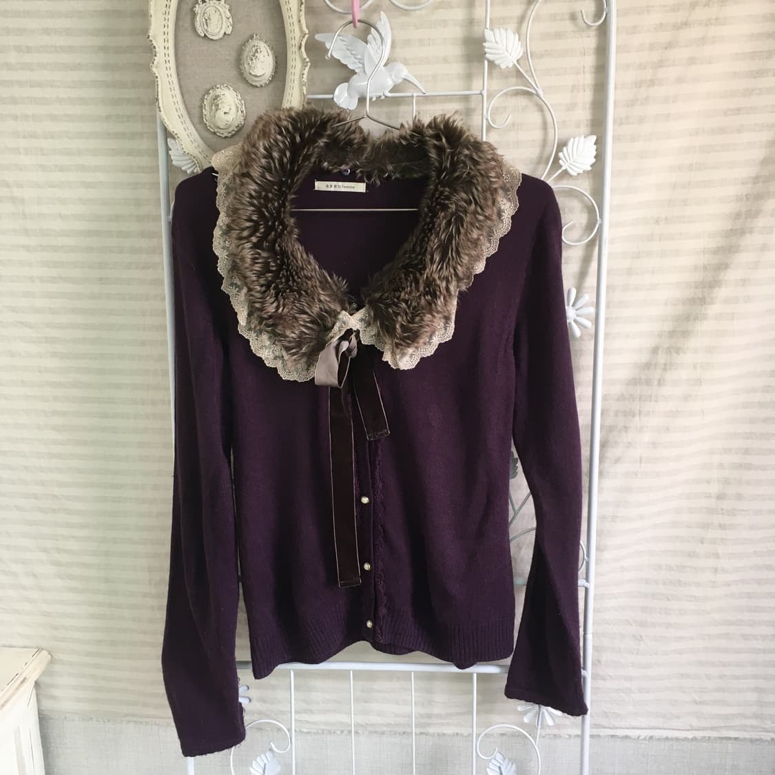 axes femme purple lace fur-collar ribbon 상품이미지1