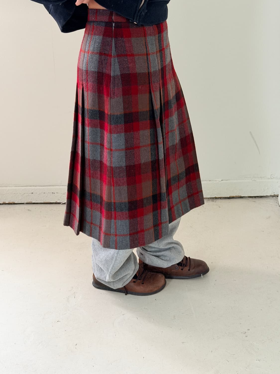 일본빈티지 울 체크 플리츠 스커트 상품이미지1
