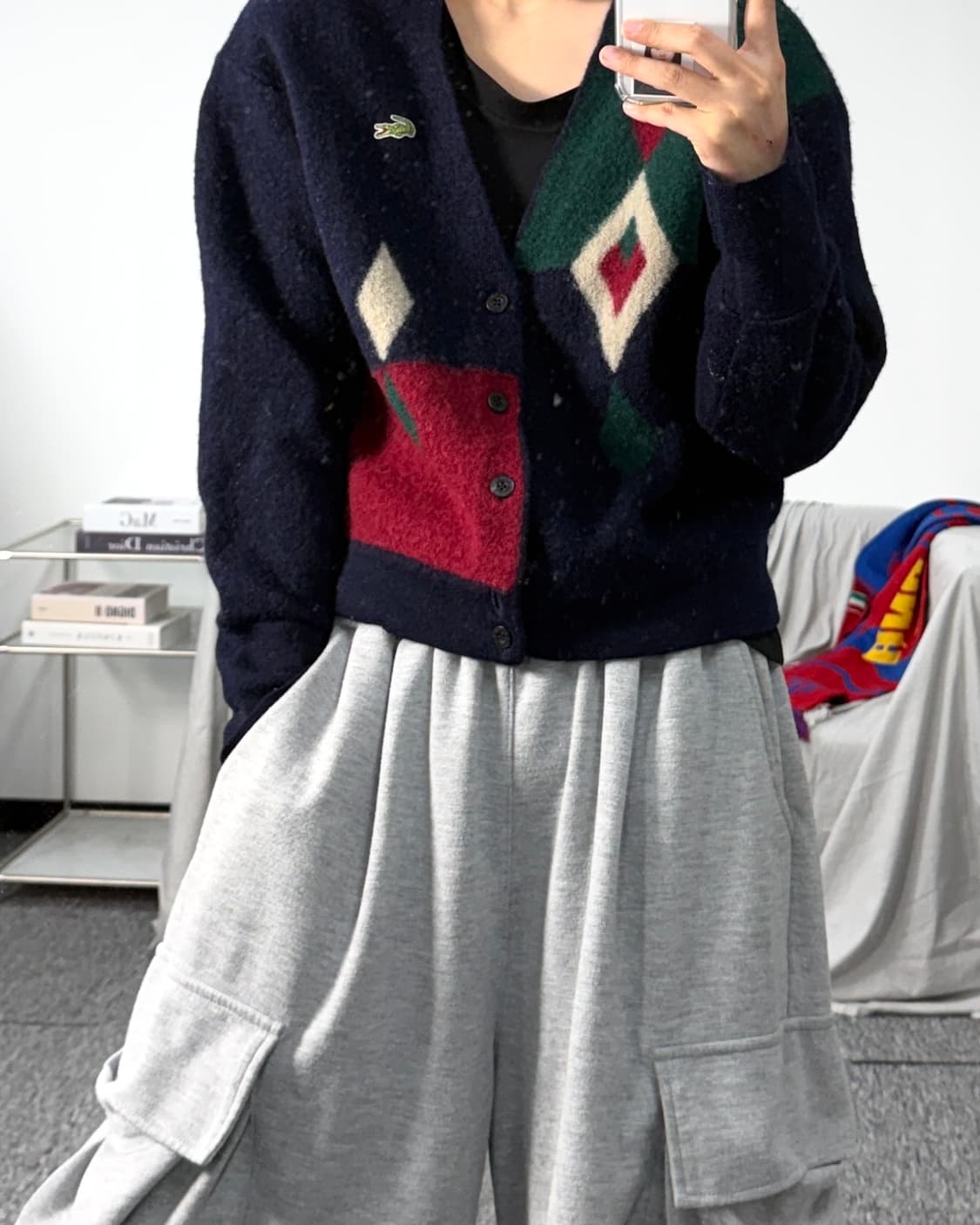 라코스테 80s 울 아가일 가디건 XL 상품이미지3