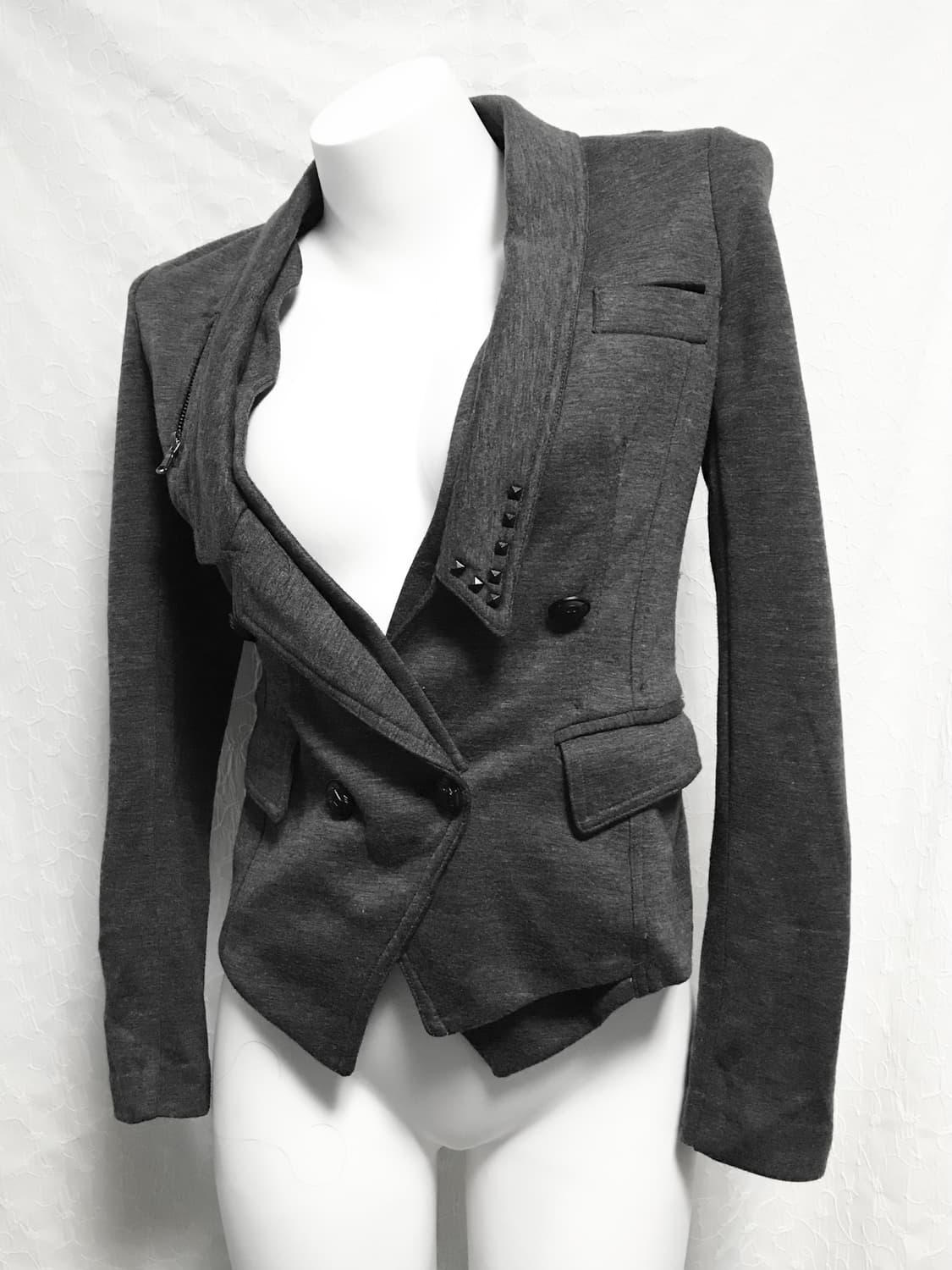 빈티지 heaven and earth 펑크 언발란스 레이어드 카라 자켓 상품이미지2