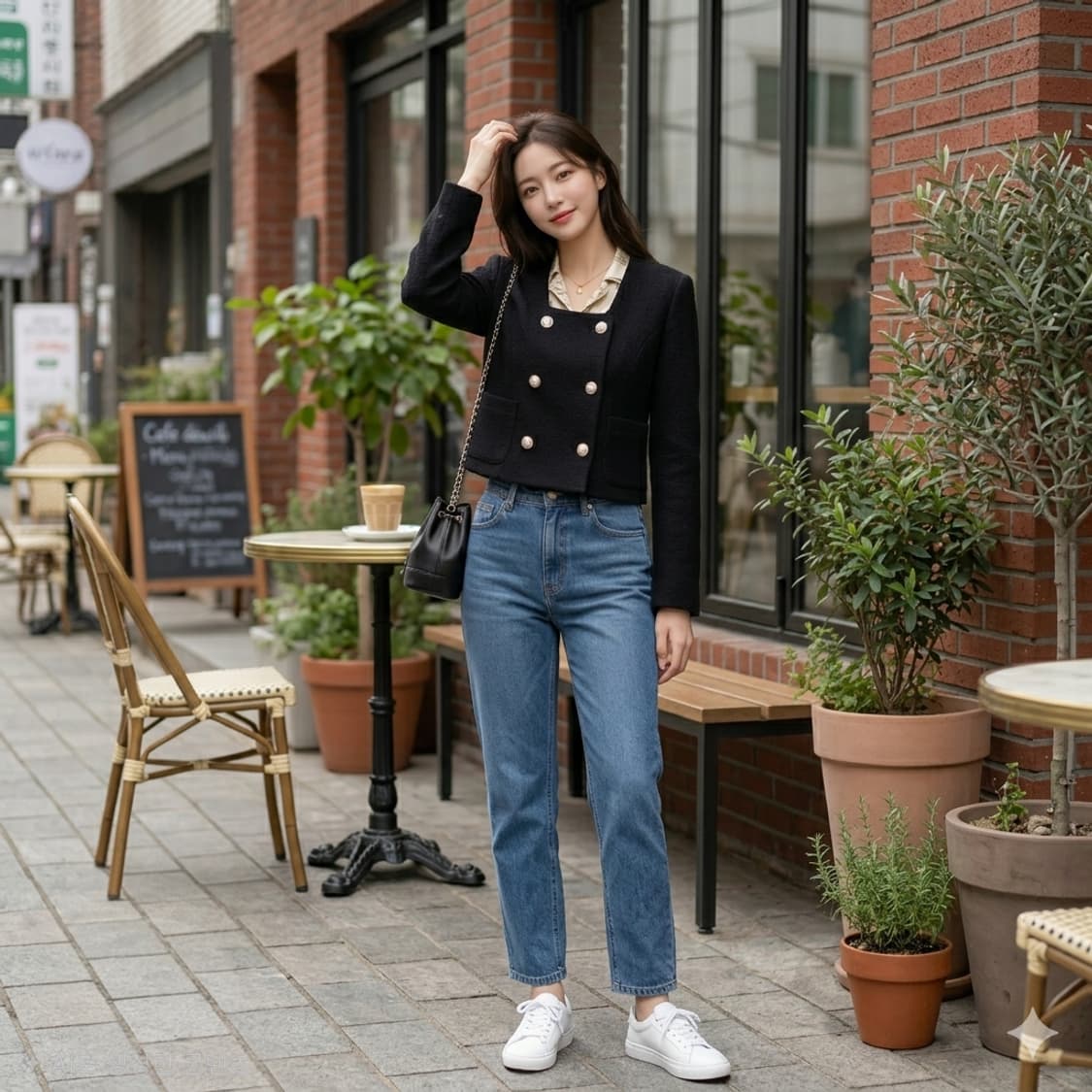 베니토 노카라 더블 버튼 트위드 자켓 상품이미지1