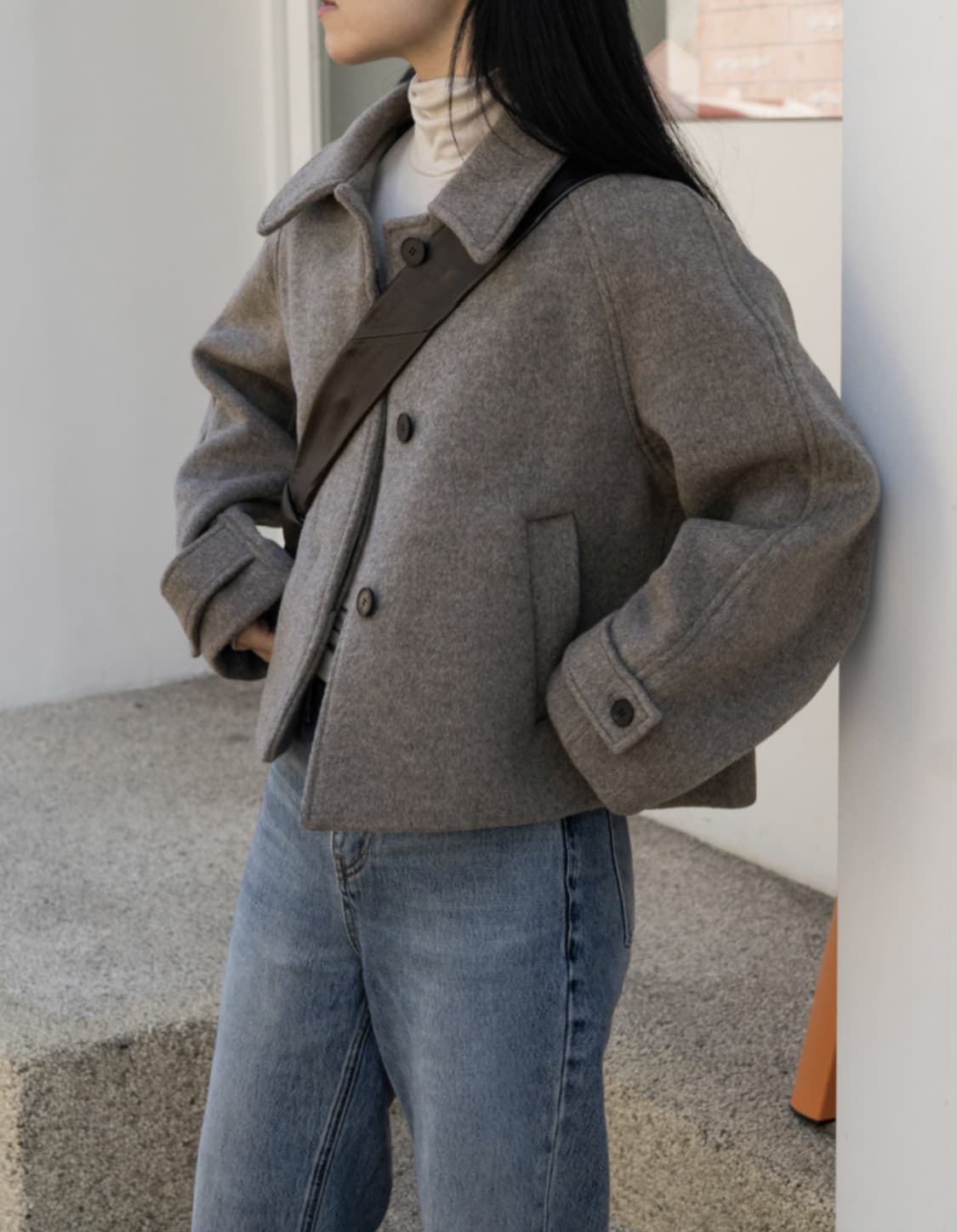 노멜렛 잔느 울 크롭 코트 애쉬모카 상품이미지2