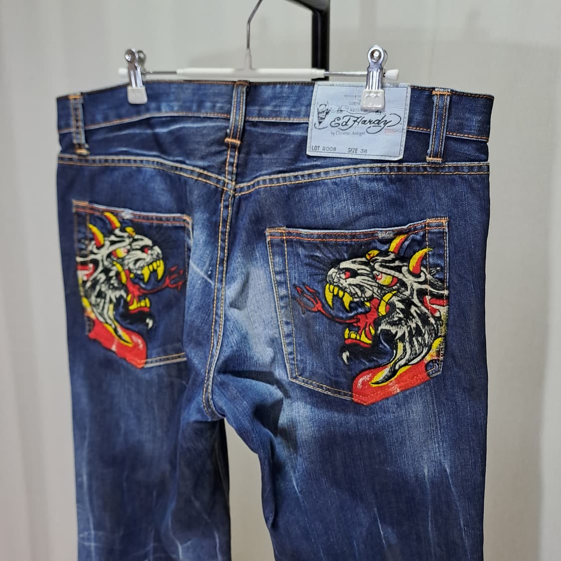 (택포) 에드하디 타이거 자수 데님팬츠 36 B750 상품이미지5