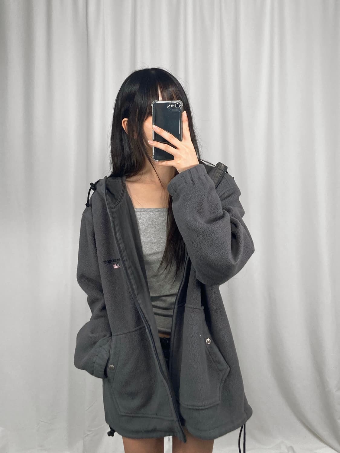 폴로 그레이 후리스 후드집업 상품이미지4