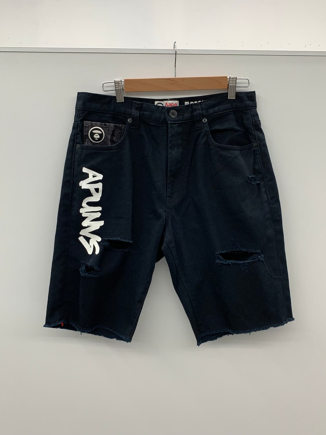 Aape 흑청 반바지 상품이미지2