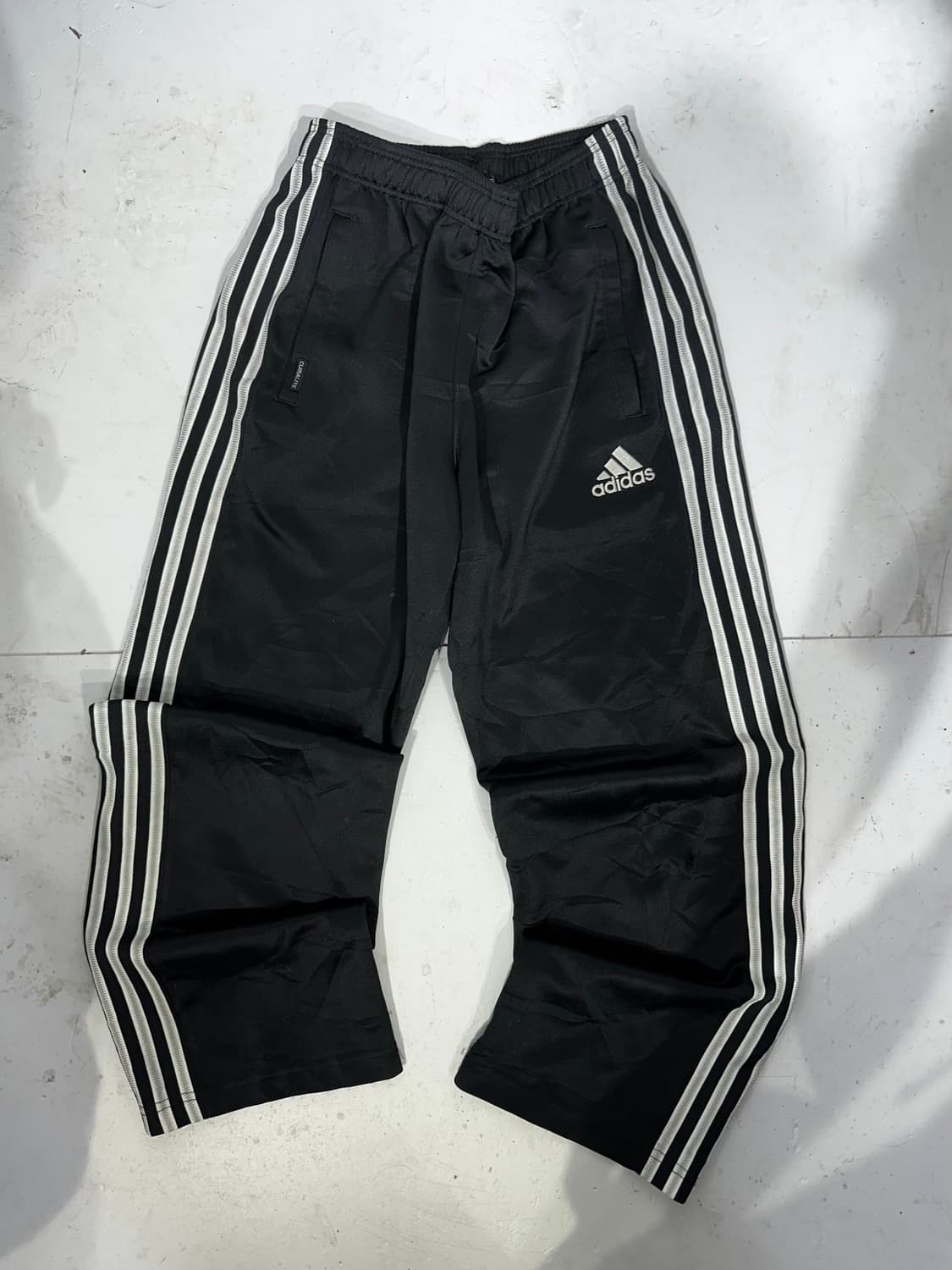 00s 아디다스 블랙 화이트 삼선 와이드 팬츠 상품이미지4