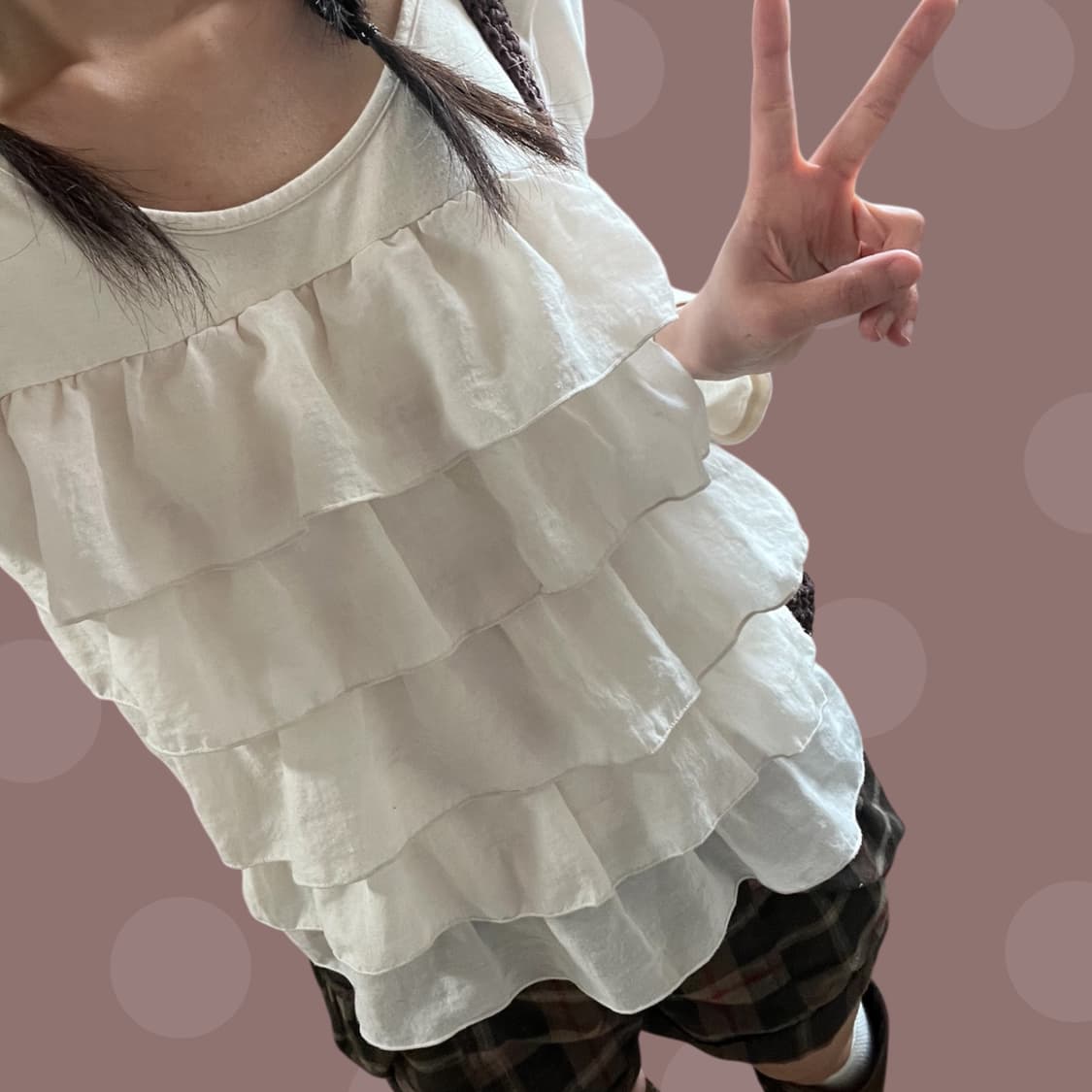 빈티지 아이보리 캉캉 러플 티셔츠 상품이미지2