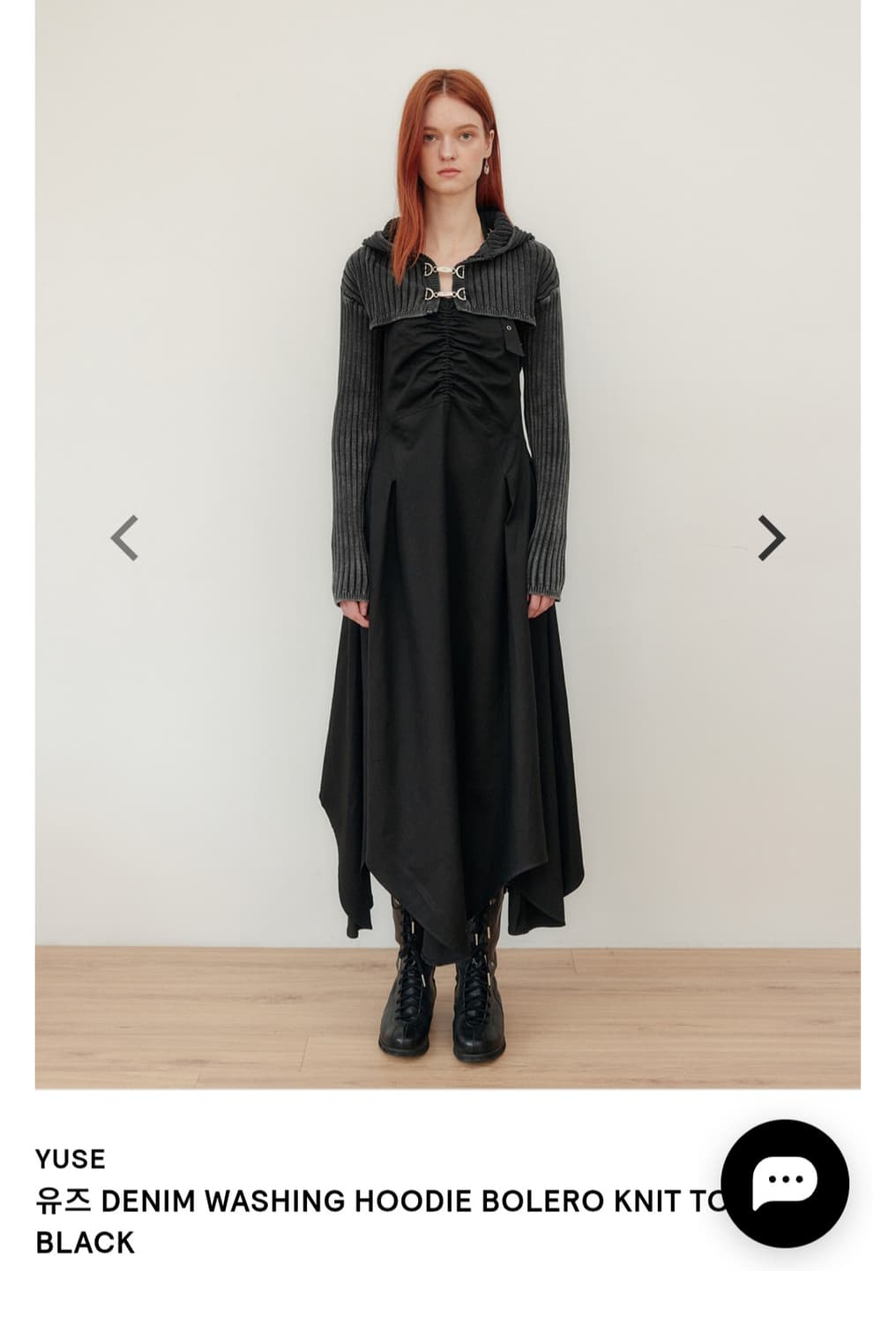 유즈 데님 워싱 후디 볼레로 니트 탑 상품이미지3