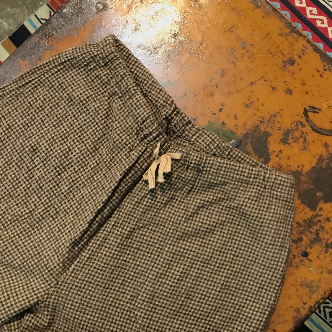 단톤 브라운 체크 울 밴딩 팬츠 허리 28 31 사이즈  상품이미지4