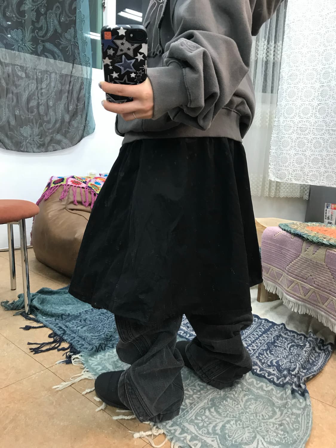 빈티지 여성 밴딩 코튼 미디스커트  상품이미지2