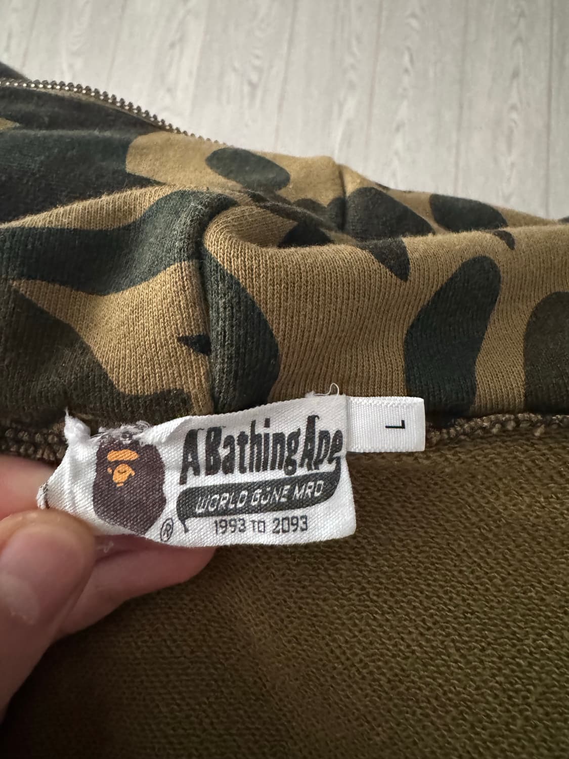 베이프 녹계 후드집업 L 상품이미지3