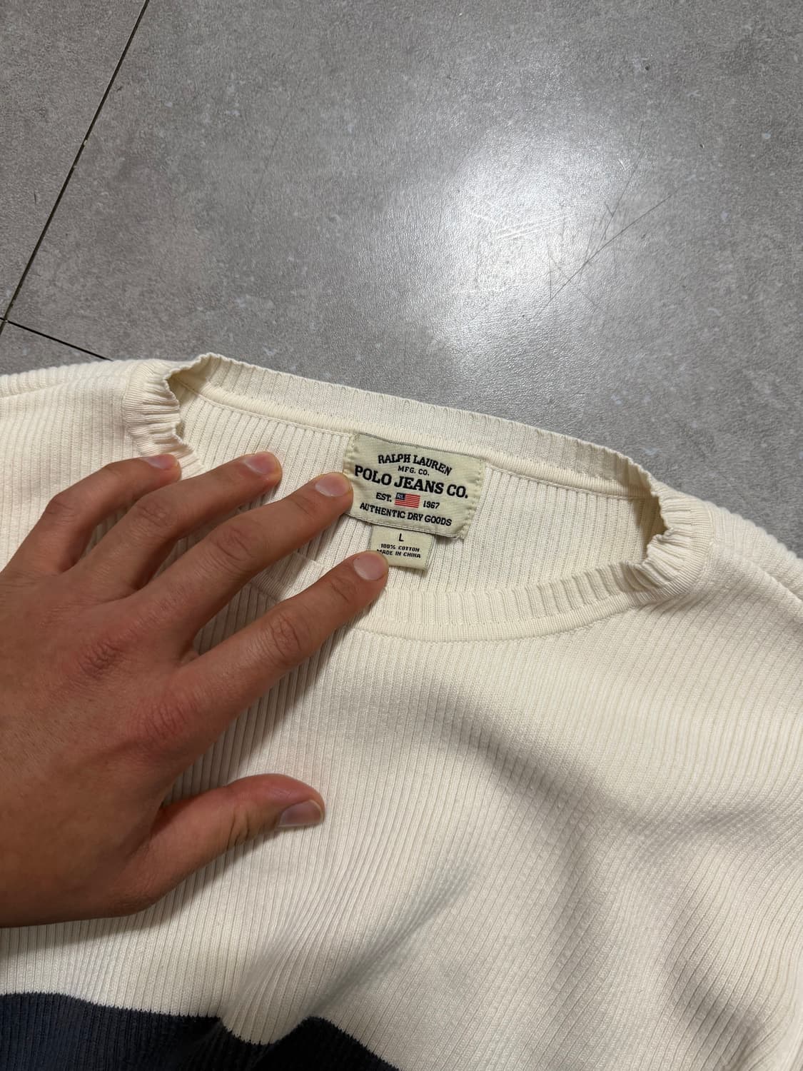 00s  두산 랄프로렌 폴로 진  빈티지 와플 코튼 니트   100 상품이미지3