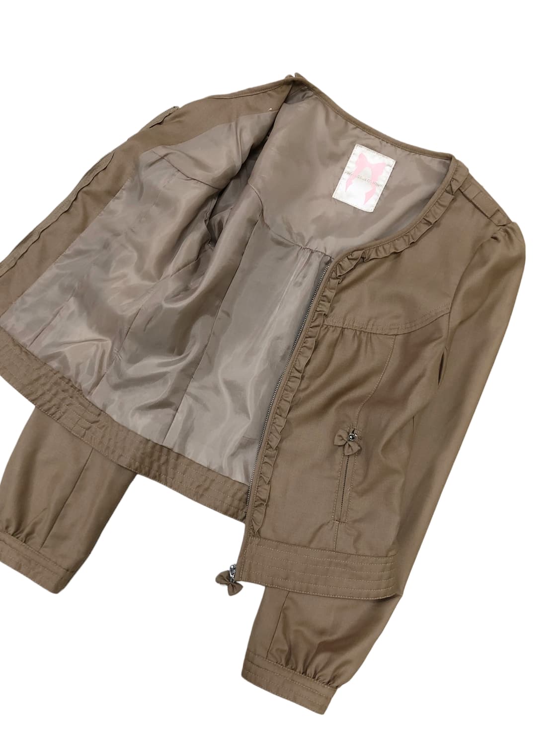 브라운 프릴 노카라 재킷 상품이미지10