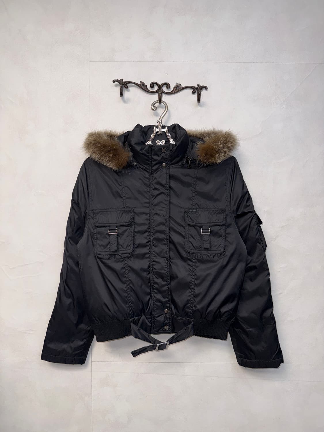 Calvin Klein black fur trimming bomber 상품이미지1