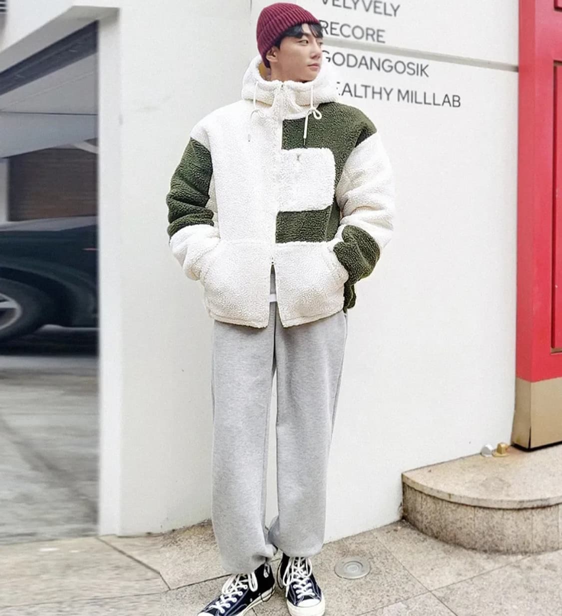 오버핏 플리츠 후드집업 자켓 남자100 상품이미지1