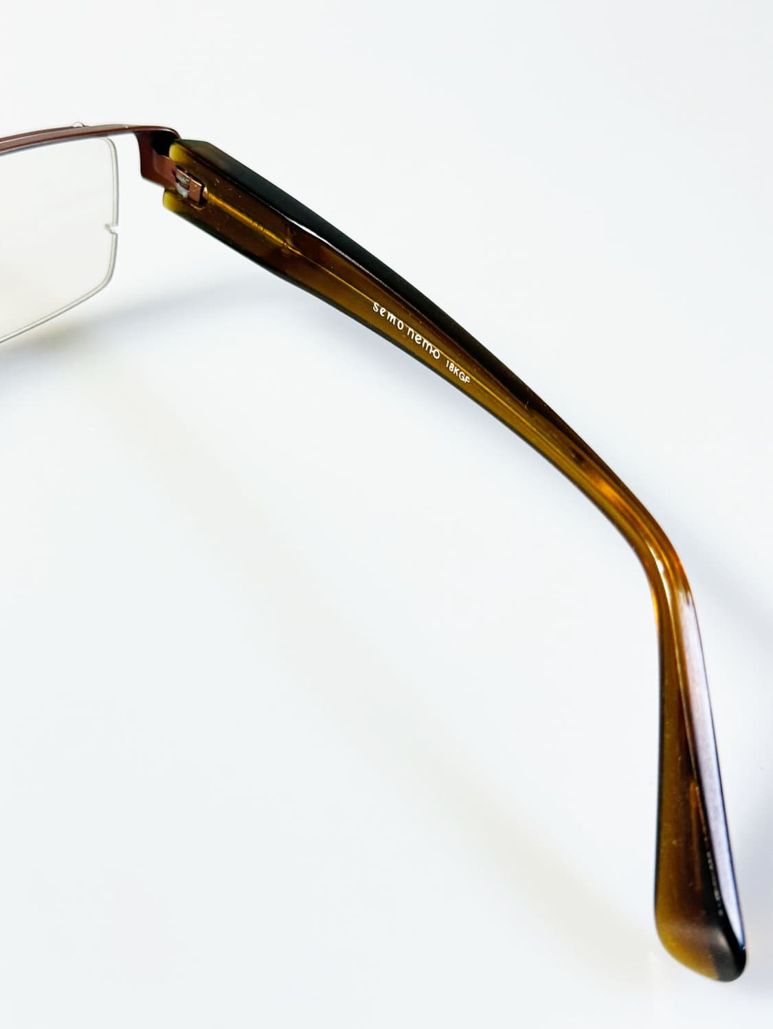 SEMONEMO 브라운 반무테 스퀘어 메탈 빈티지 안경 상품이미지6