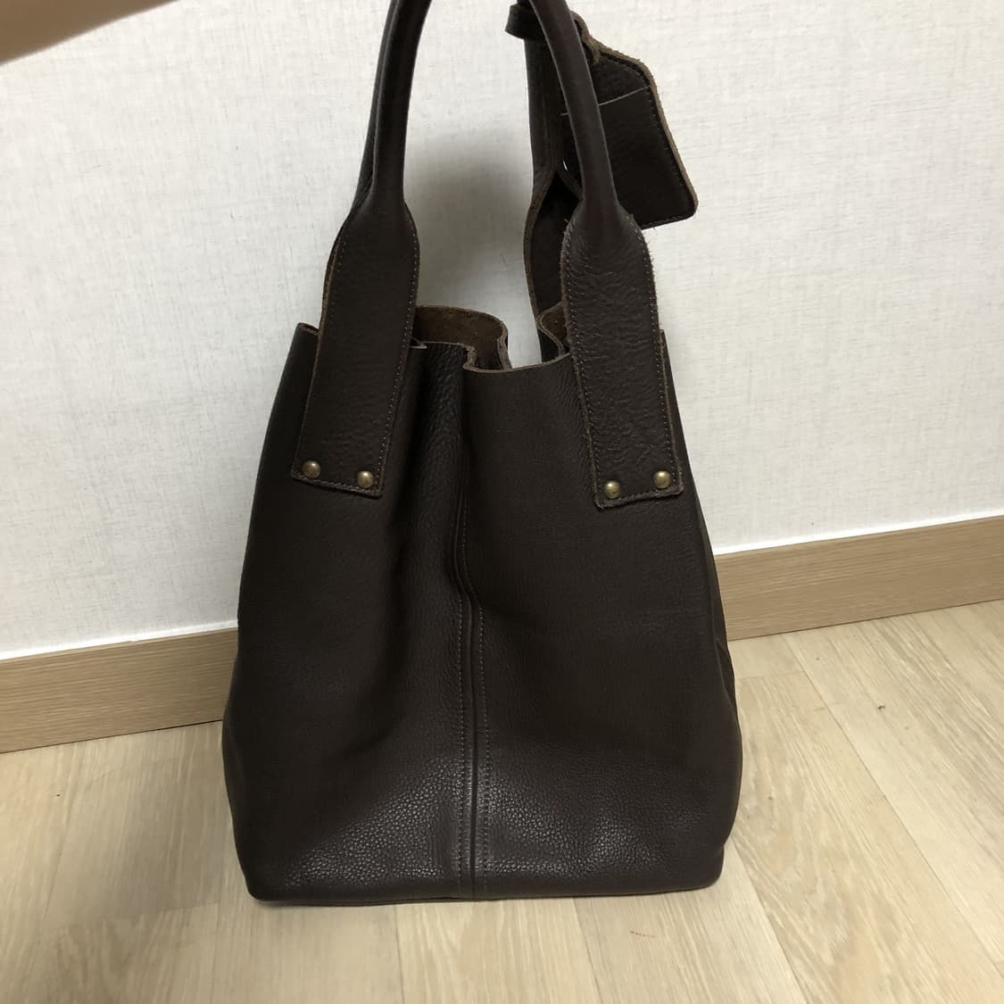 (OS) 빈티지 Vintage 카우 하이드 소가죽 토트백 카키 브라운 상품이미지6