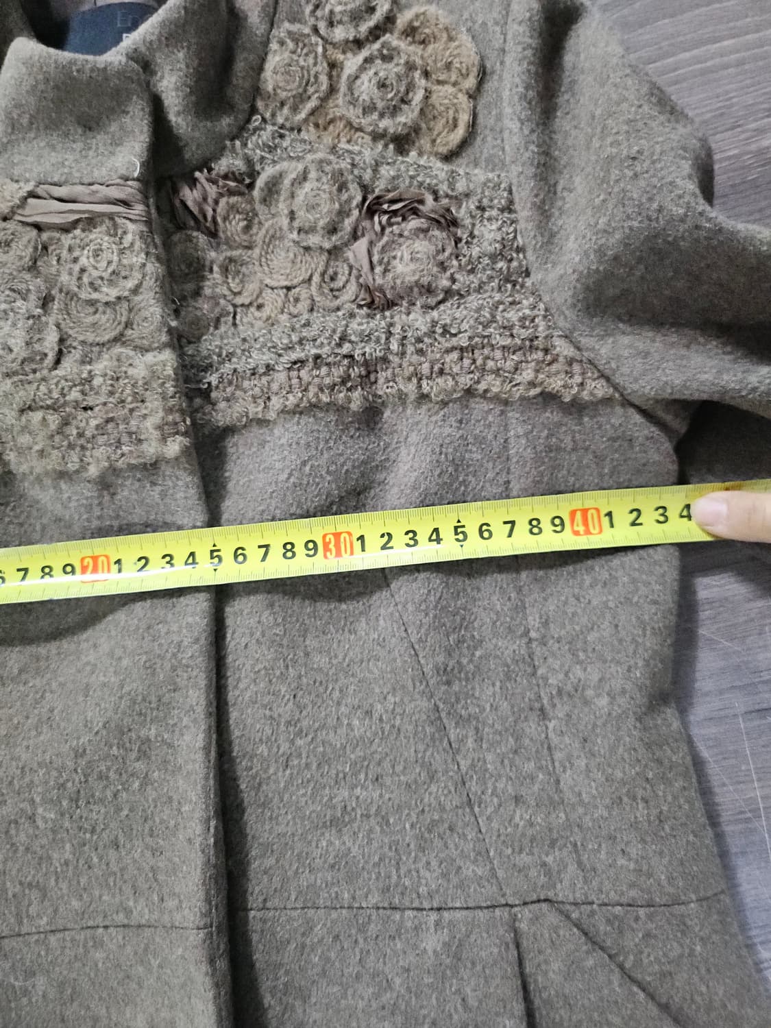 EnC 톤다운 브라운 플라워 울 코트  S 상품이미지6