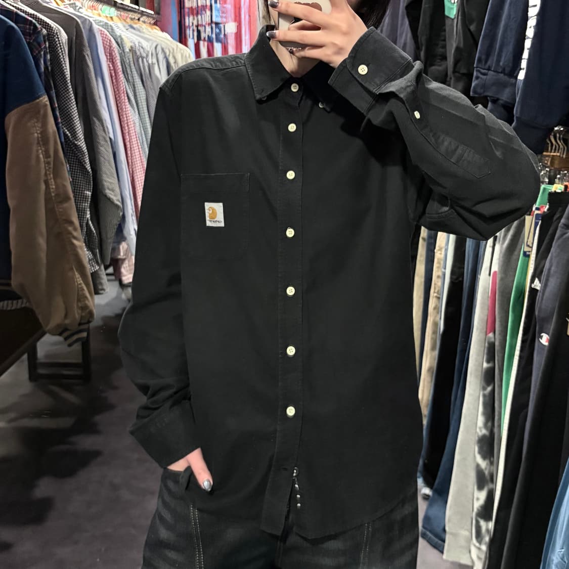[IM] Carhartt 칼하트 긴팔 셔츠 블랙 상품이미지3