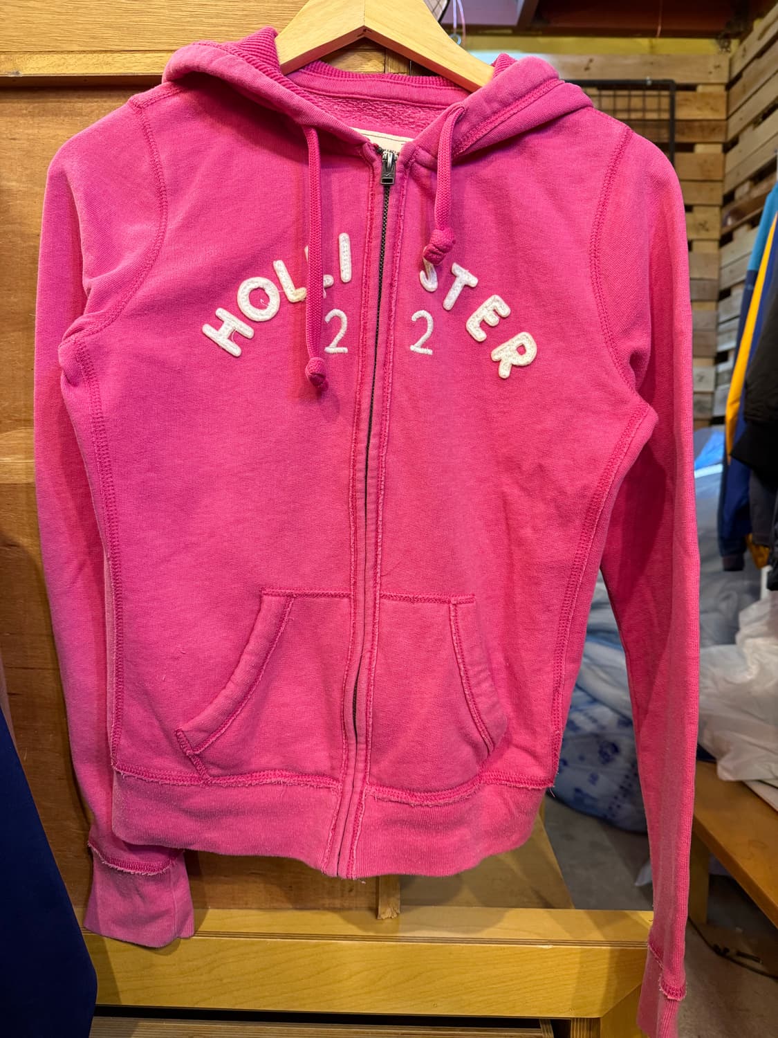 홀리스터 아치로고 핑크 후드집업 상품이미지1