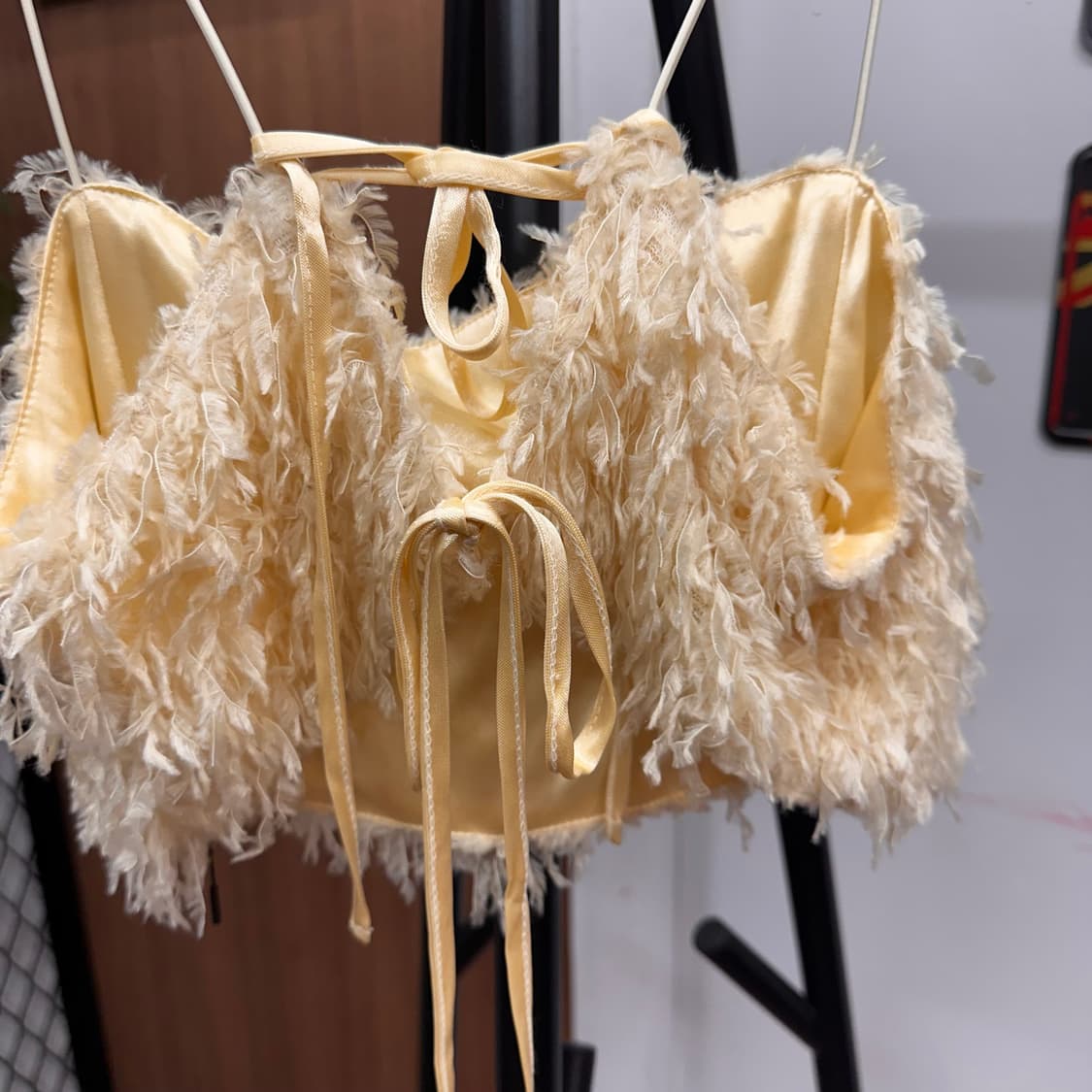 Corset Detail Beige Fur Mini Top 상품이미지4