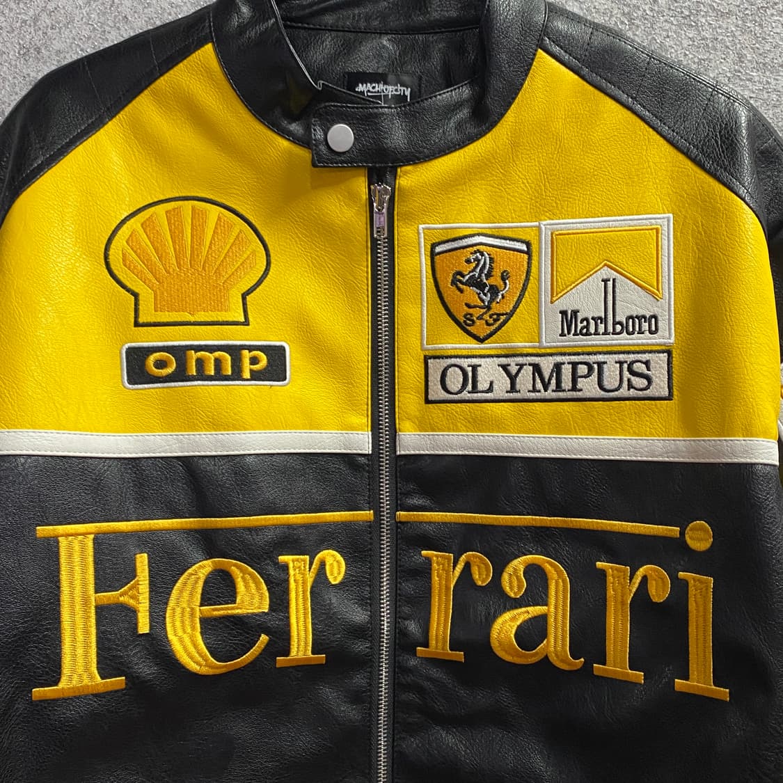 페라리 말보로 패치워크 옐로우 배색 레더 레이싱 자켓 B3719 상품이미지3