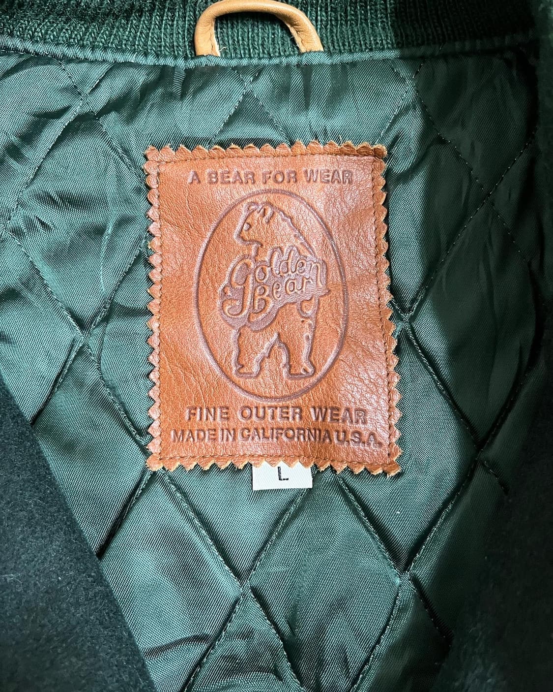 [L] 골든베어 USA 암 레더 울 바시티 자켓 상품이미지4