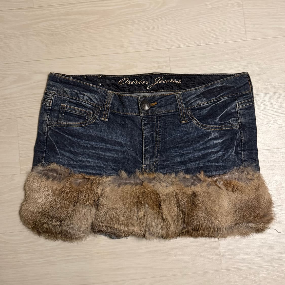 대장 희귀 와이즈걸 빈티지 커스텀 퍼 스커트 팬츠 치마바지 숏츠 숏팬츠 상품이미지1