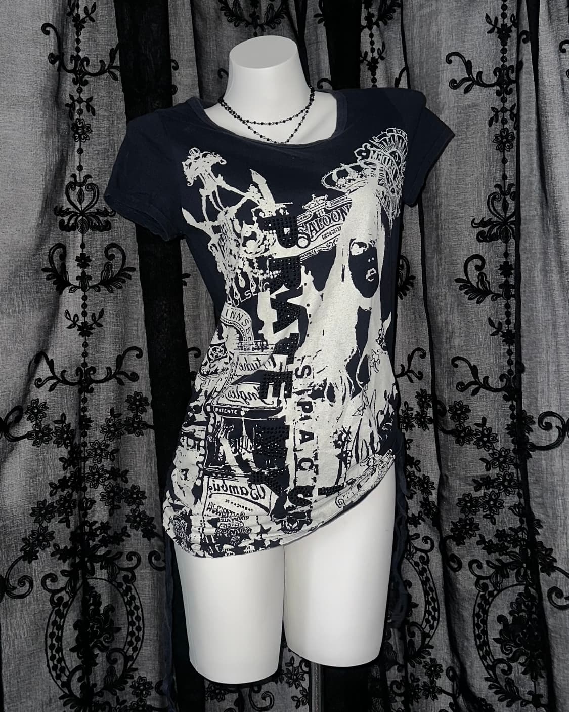 navy y2k side ruched short sleeve 상품이미지1