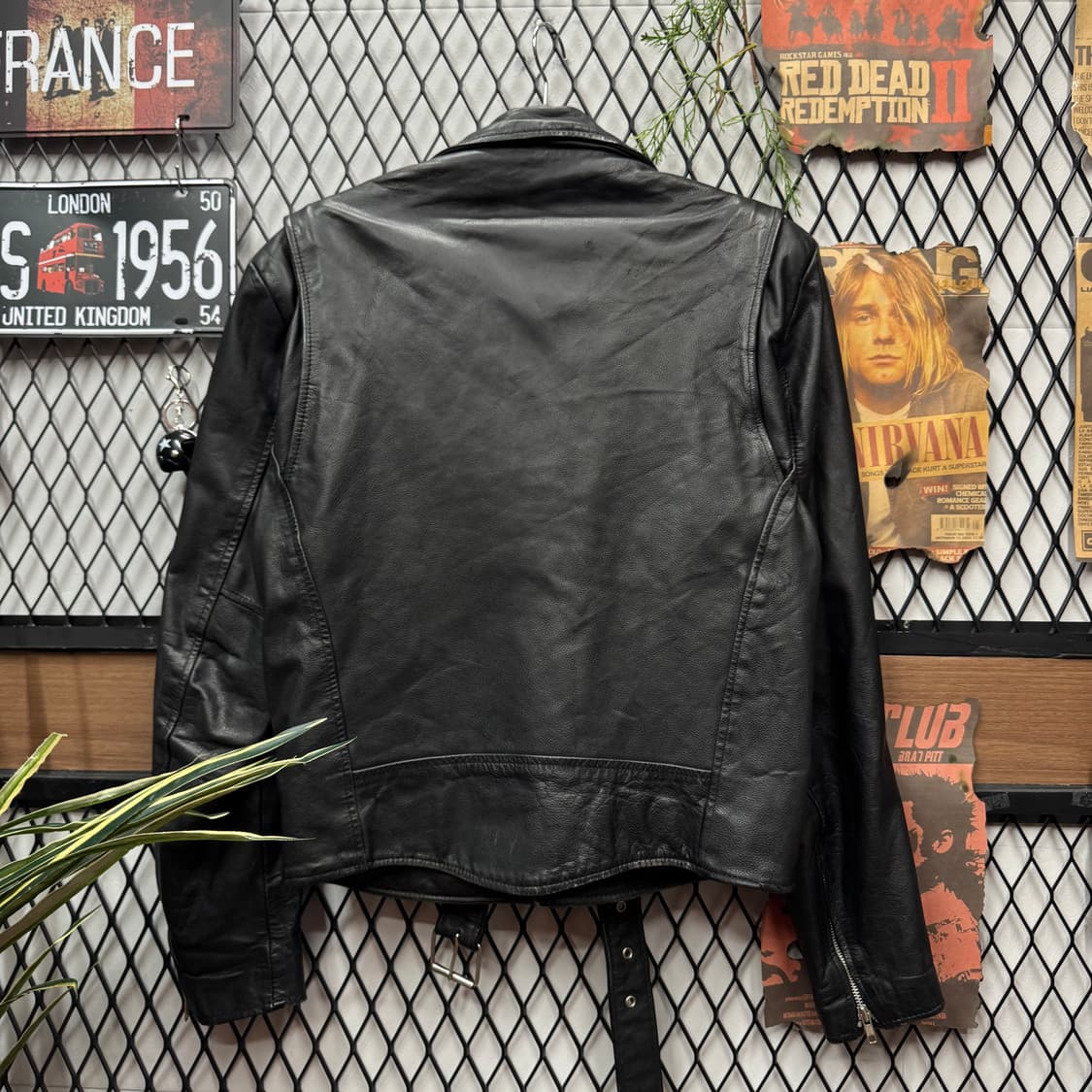 90s USA VINTAGE 레더 라이더 자켓 전면 지퍼 포인트 블랙 상품이미지2