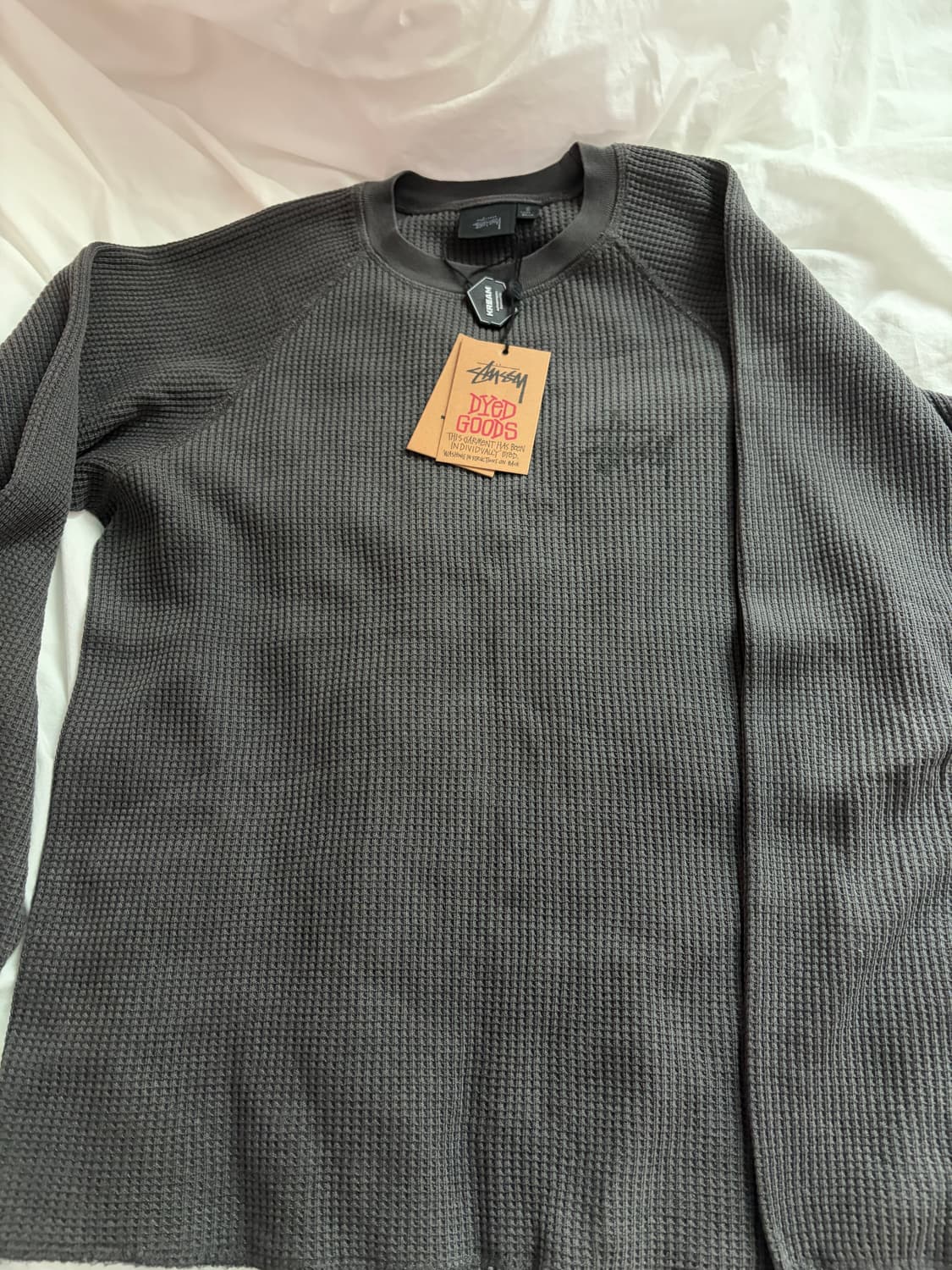 스투시 레글런 써멀 크루 워시드 블랙 상품이미지2