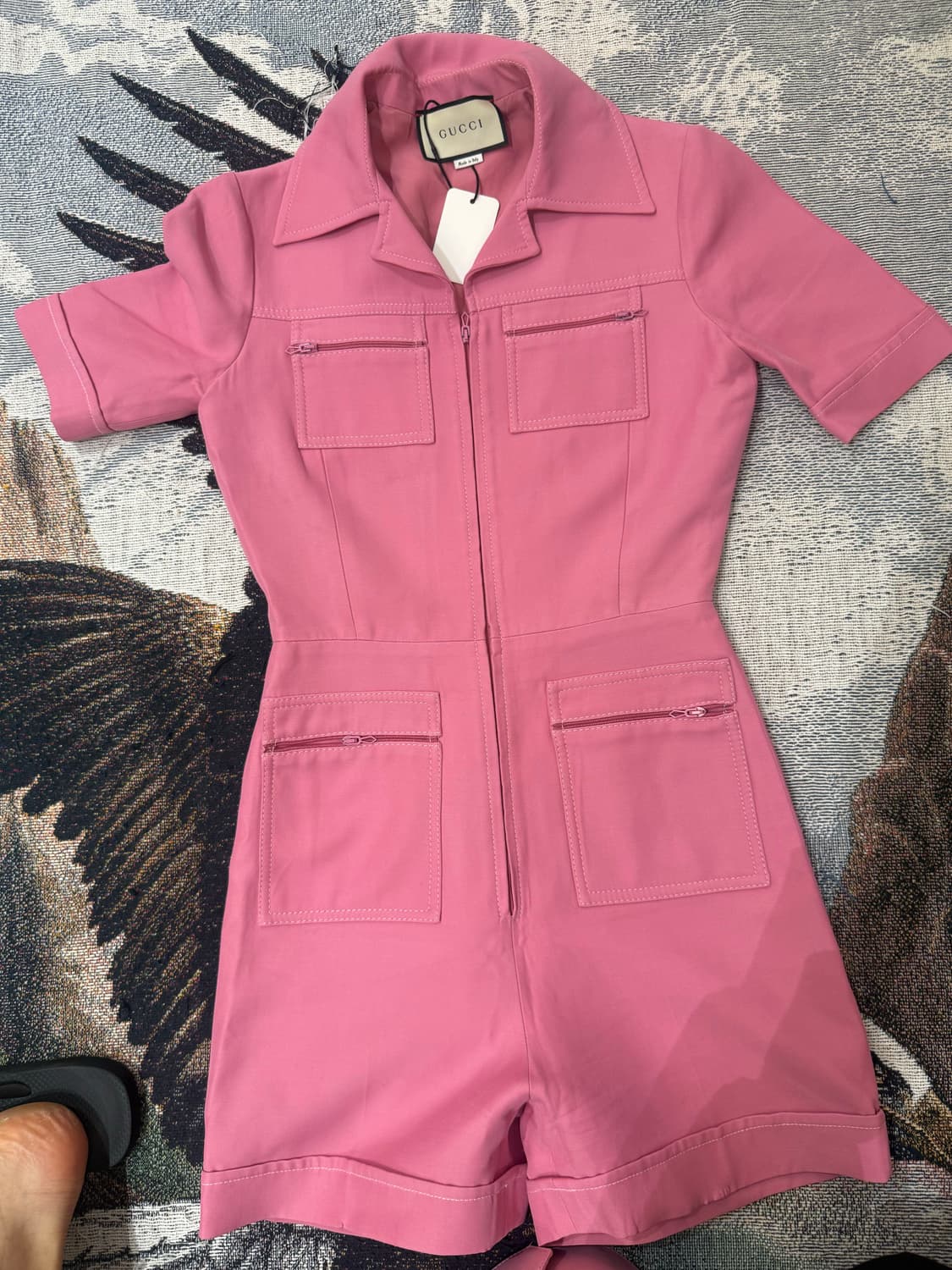 구찌 CADY PLAYSUIT 핑크 벨트 점프수트 상품이미지8