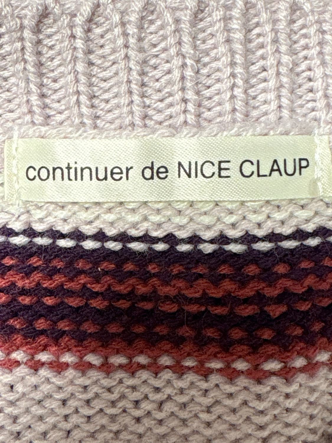 NICE CLAUP pink stripe fur knit  상품이미지3