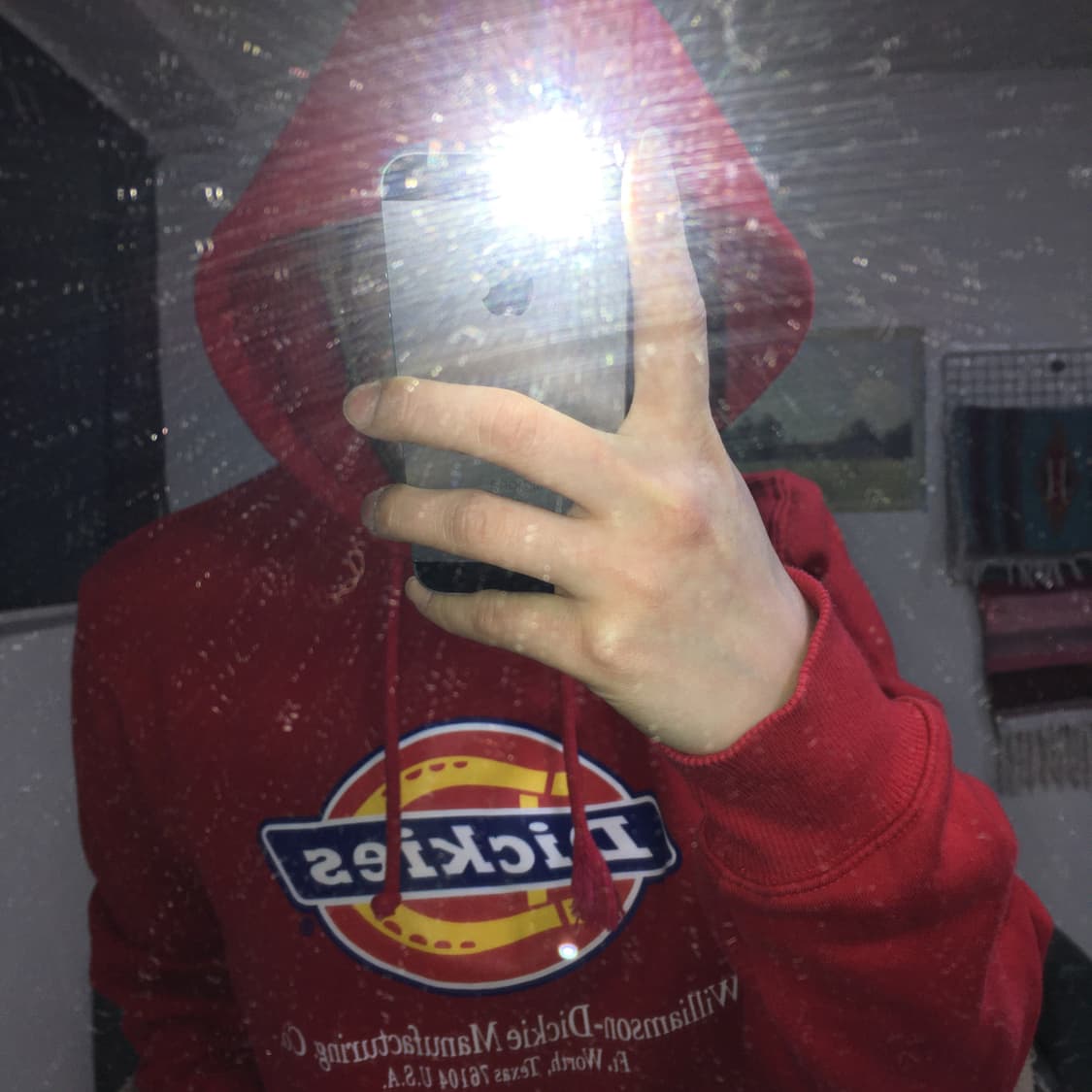 투티/0260 디키즈 후드티 스포티 레드 기모 프린팅 로고 상품이미지2