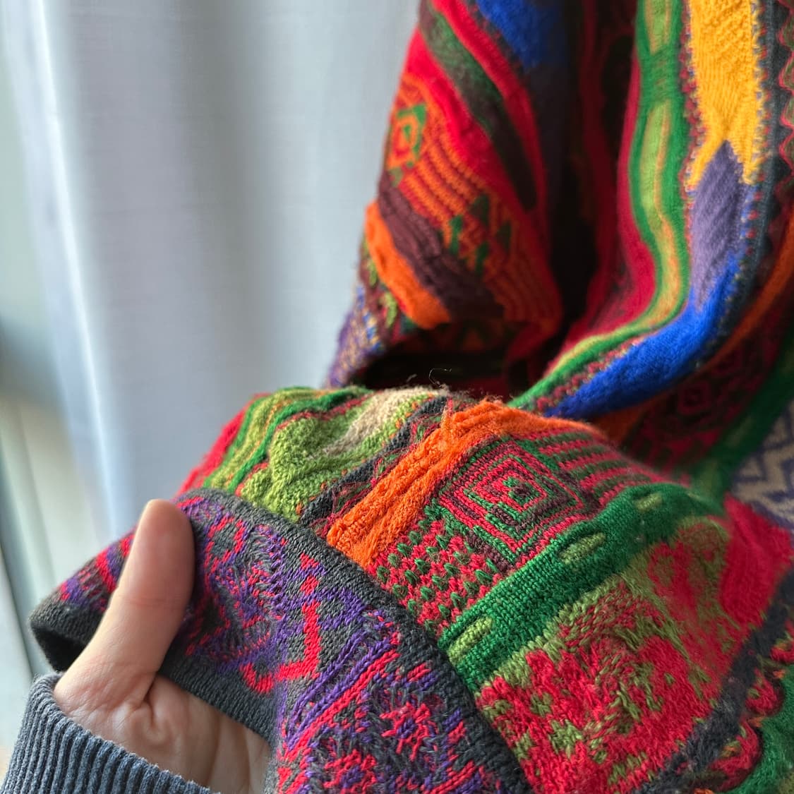 쿠지 COOGI 퓨어 뉴 울 에스닉 패턴 니트 M 상품이미지4