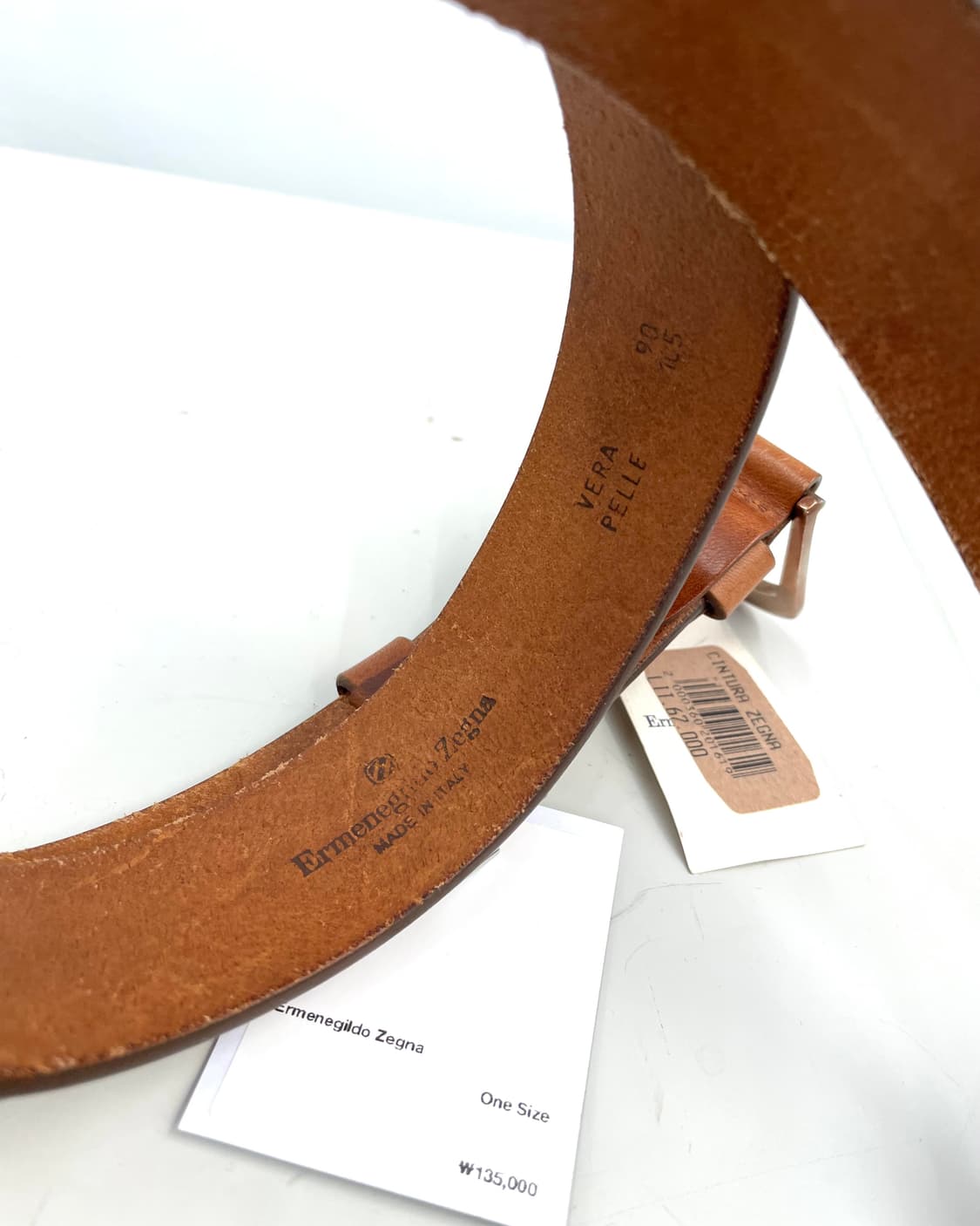 에르메네질도 제냐 브라운 레더 벨트 상품이미지6
