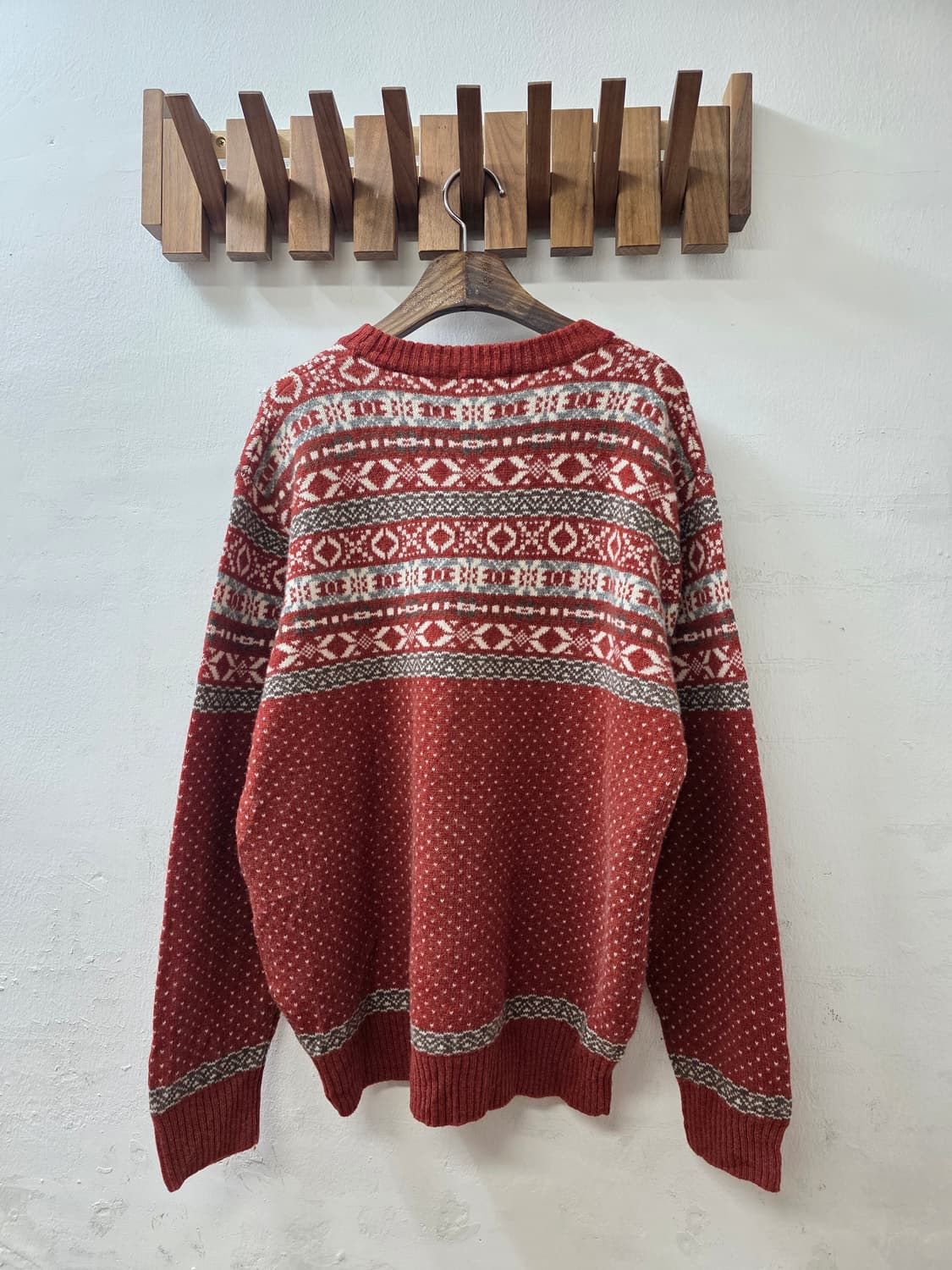 일본빈티지 Hush Puppies 울 100% 페어아일 니트 스웨터 상품이미지4