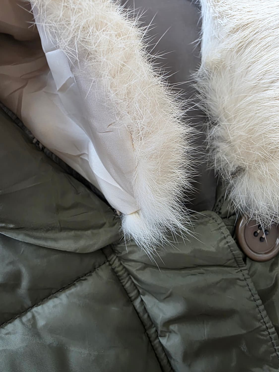 일본빈티지 카키 퍼 카라 숏패딩 상품이미지3