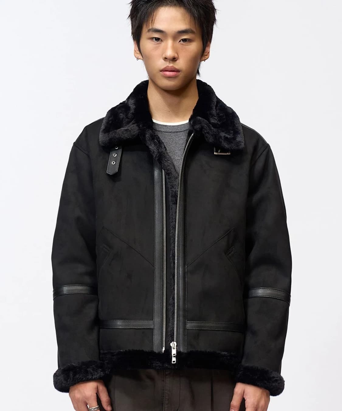 도프제이슨 솔리드 스웨이드 무톤 무스탕 자켓 PN8204 상품이미지2