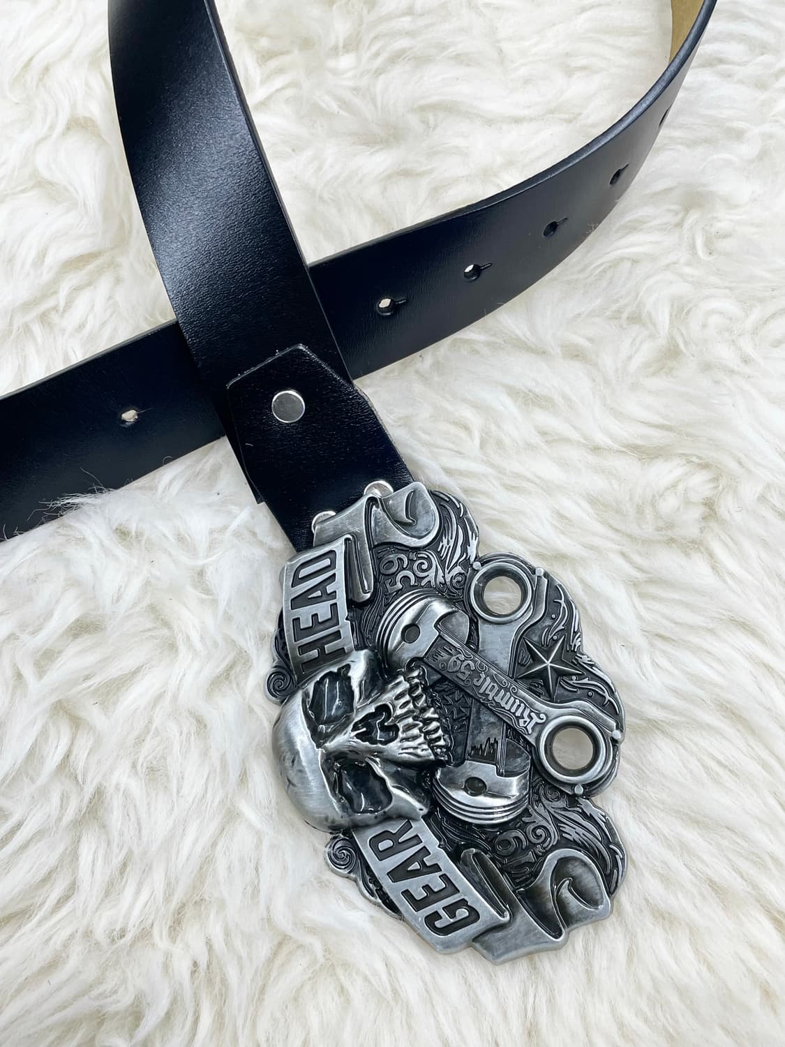 리얼레더 펑크 스컬 버클 벨트 상품이미지4