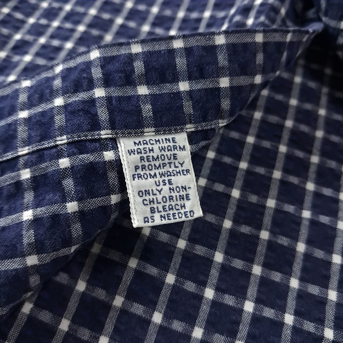 CK162 L 폴로 90s 미국판 시어서커 로얄네이비 스몰체크 셔츠 남 상품이미지5