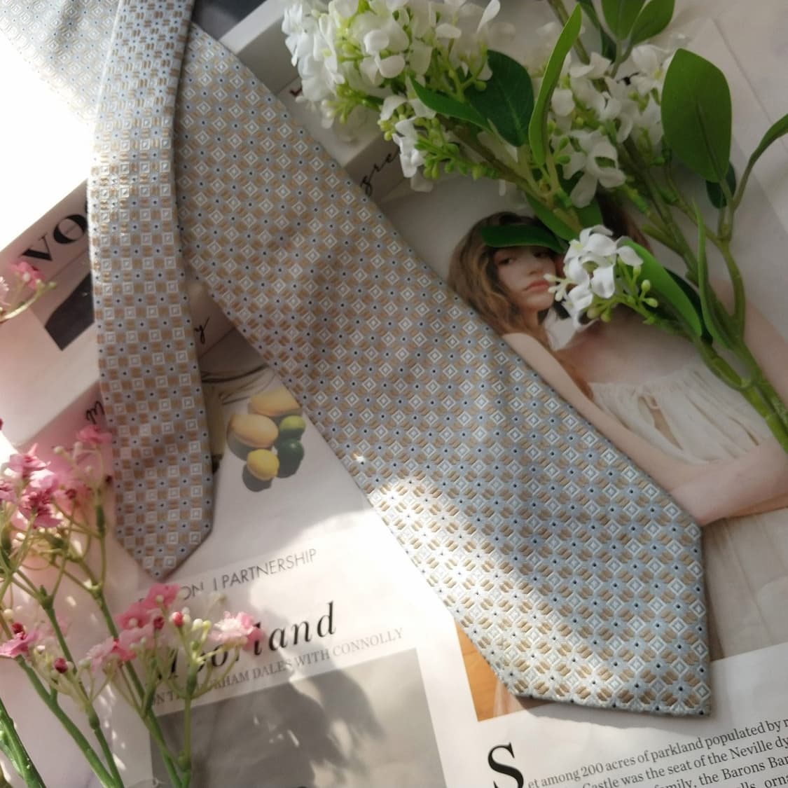 휴고 보스 실크 스카이블루 패턴 넥타이 8.5cm A+등급 K1902
 상품이미지4