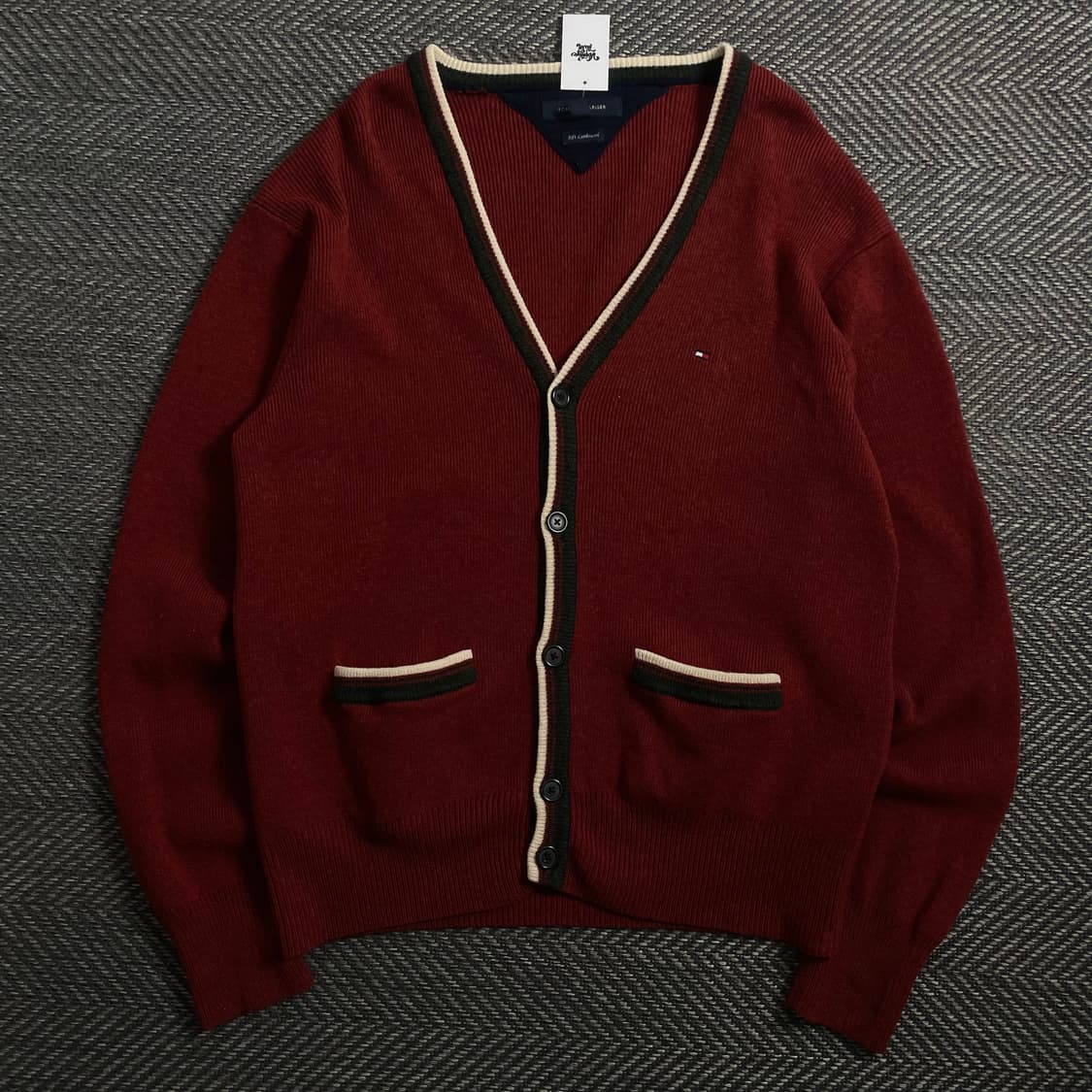 타미힐피거 버건디 램스울 가디건o 4176 상품이미지1