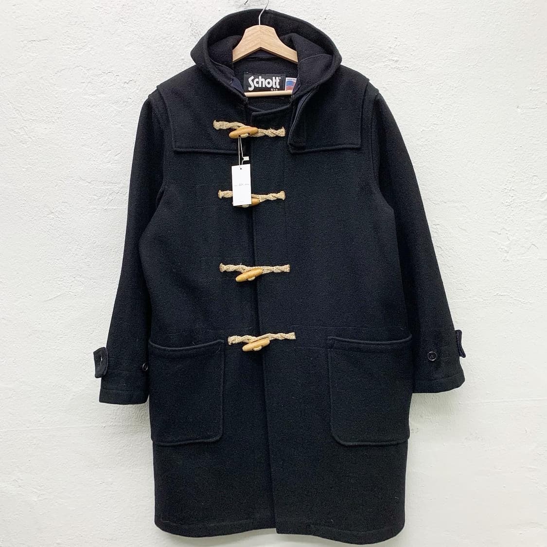 쇼트 블랙 후드 더플 코트 상품이미지2