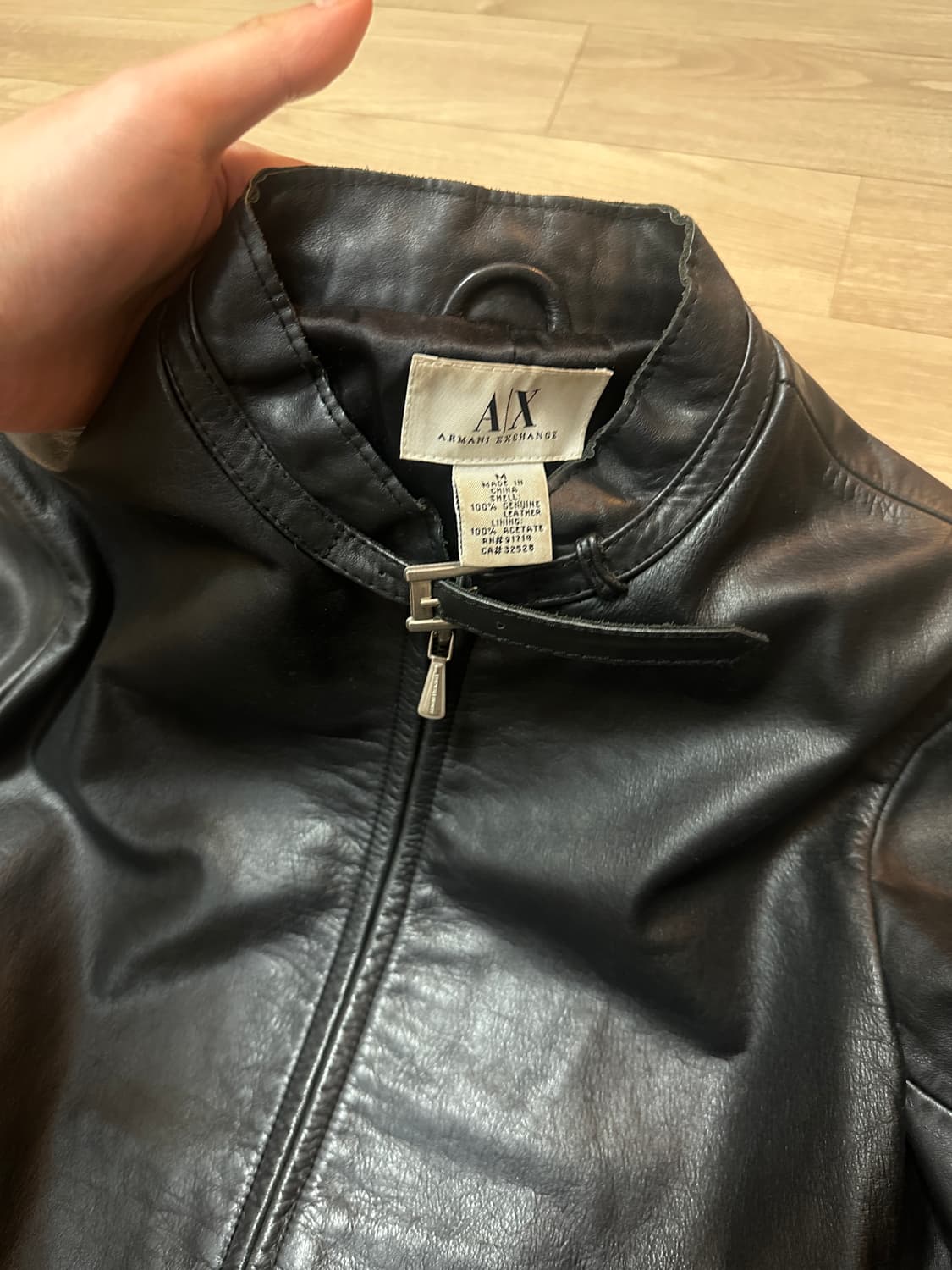 아르마니 익스체인지 싱글 레더 자켓 블랙 상품이미지2