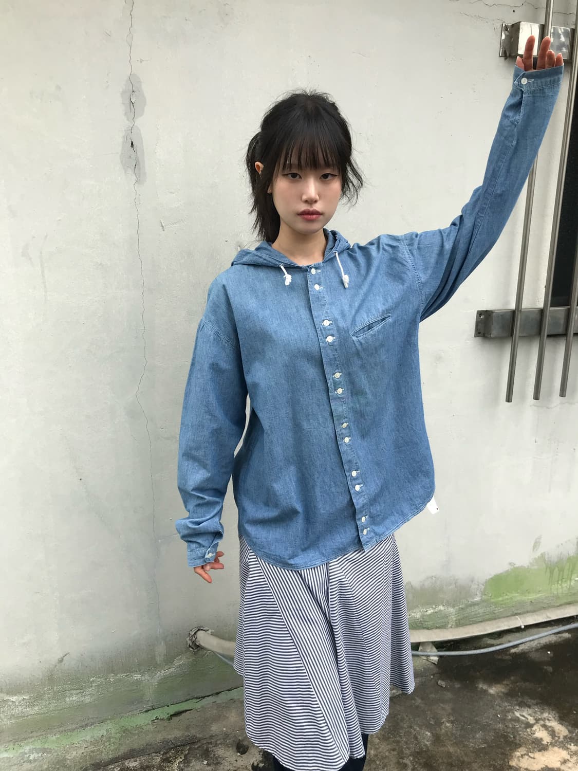 Spirit House Vintage 데님 후드 셔츠 상품이미지5